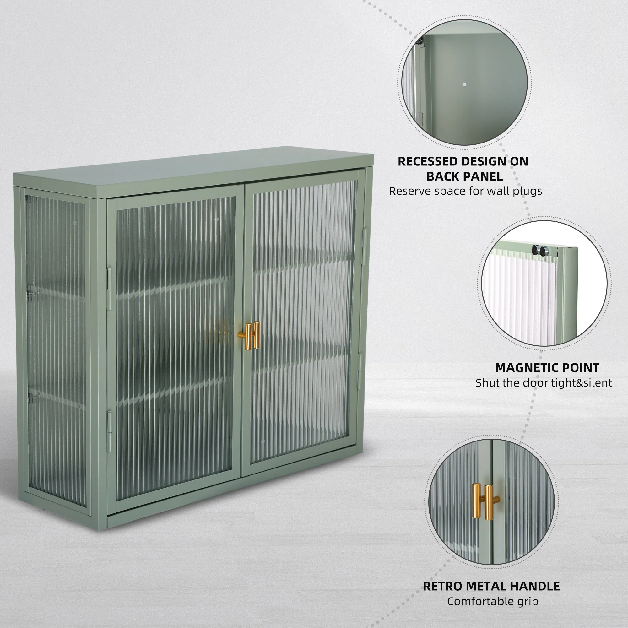 Retro Style Glass Door Wall Cabinet