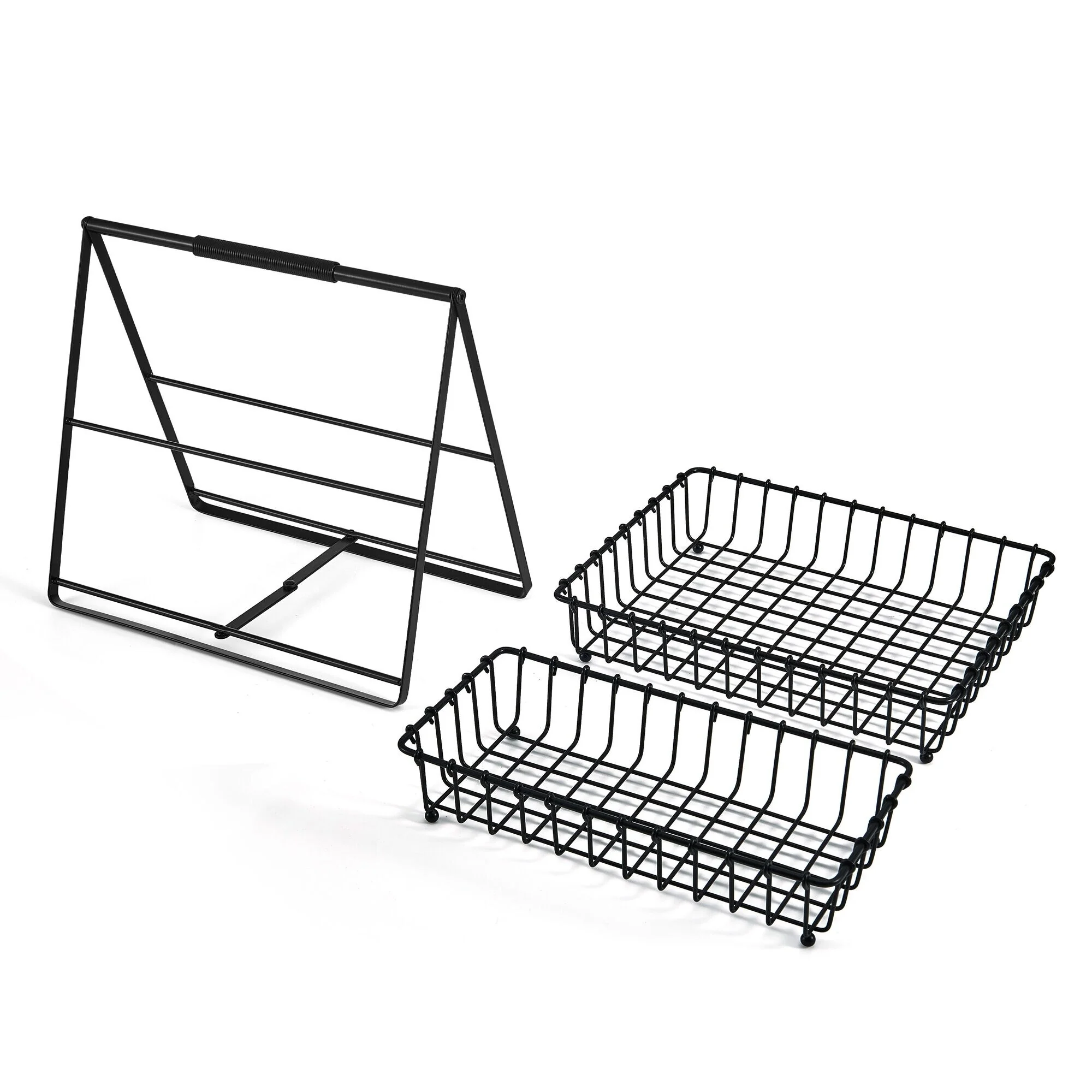 Gourmet Basics by Mikasa Flax 2-Tier Basket, Black/Wire