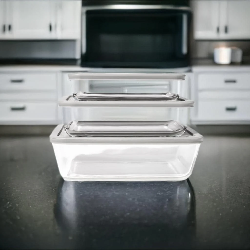 Glass Food Storage Set with Airtight Lids - Nesting, Space-Saving, BPA-Free, Microwave, Oven & Dishwasher Safe