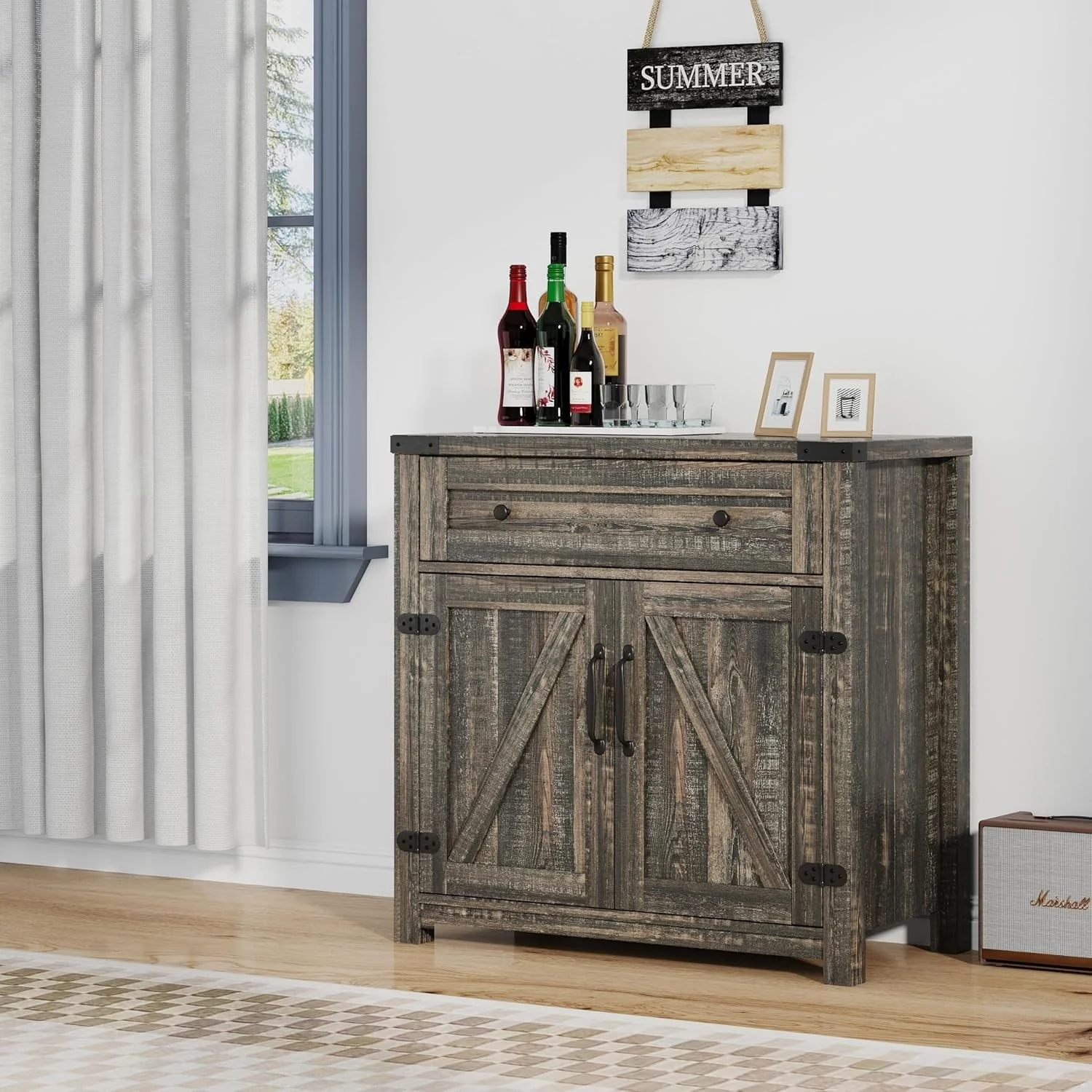 Farmhouse Cabinet with Drawers and Doors 31.5 inch - 15.75