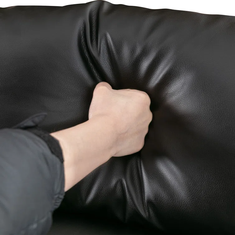 Emryn 71.7'' Wide Modern and Overstuffed Breathable Vegan Leather Manual Reclining Loveseat Sofa with Cup Holder and Storage