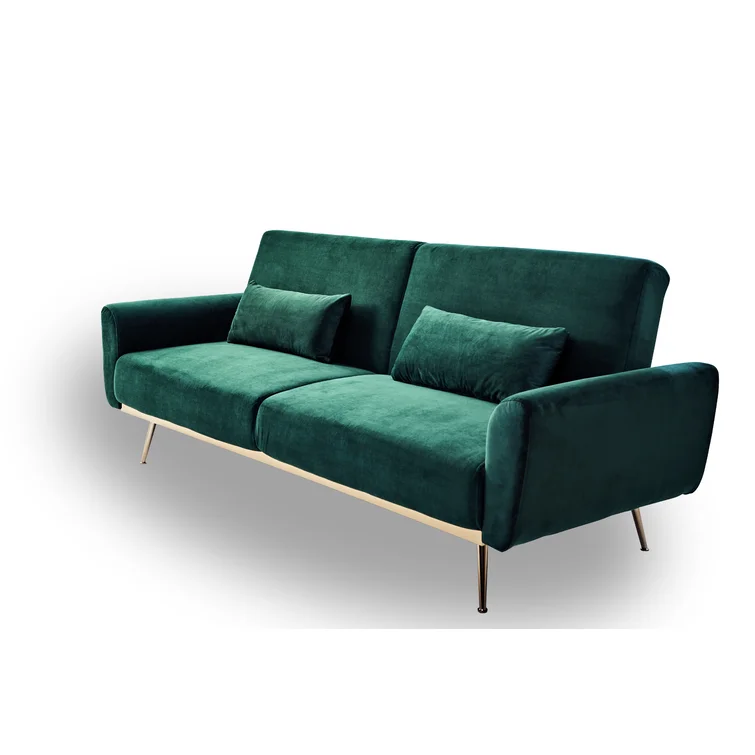 Chillax Gold 83.86" Velvet Square Arm Sleeper Sofa