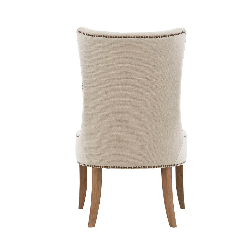 Upholstered Accent Chair with Button Tufted High Back and Nailhead Trim