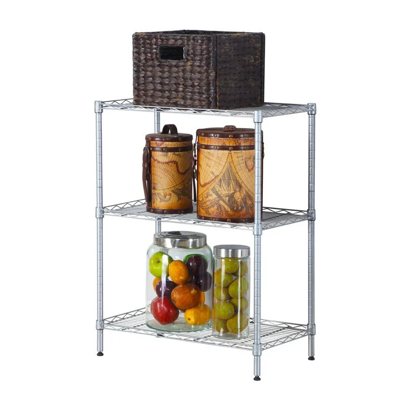 Concise Carbon Steel/ PP 3-Shelf Home Kitchen Shelving Unit