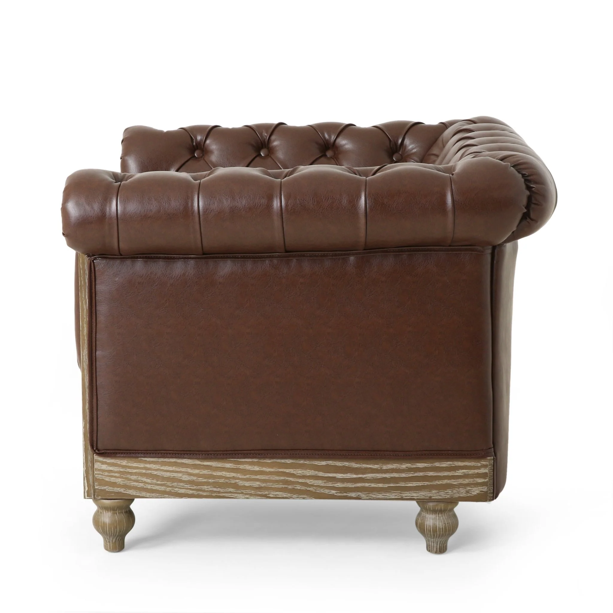 Luminex Tufted Upholstered Club Chair with Nailhead Accents and Scrolled Tuxedo Arms