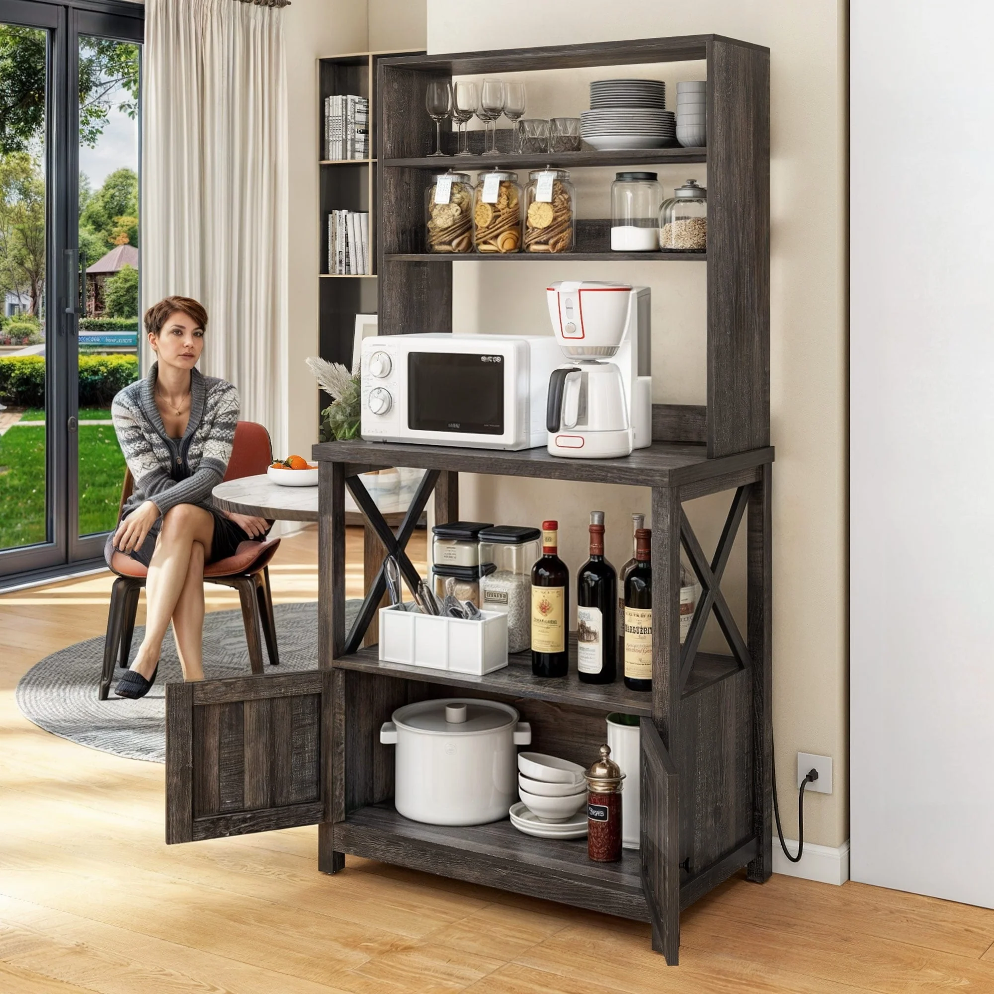Moasis 5 Tier Kitchen Bakers Rack with Storage Shelves Microwave Oven Stand Kitchen Shelf Organizer