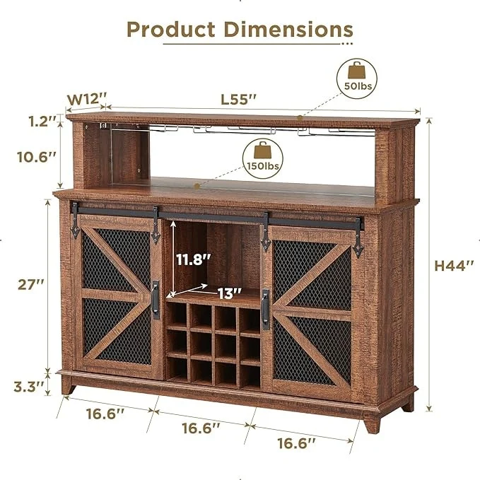 Farmhouse Coffee Bar Cabinet, Wine Bar Cabinet, Kitchen Buffet Cabinet