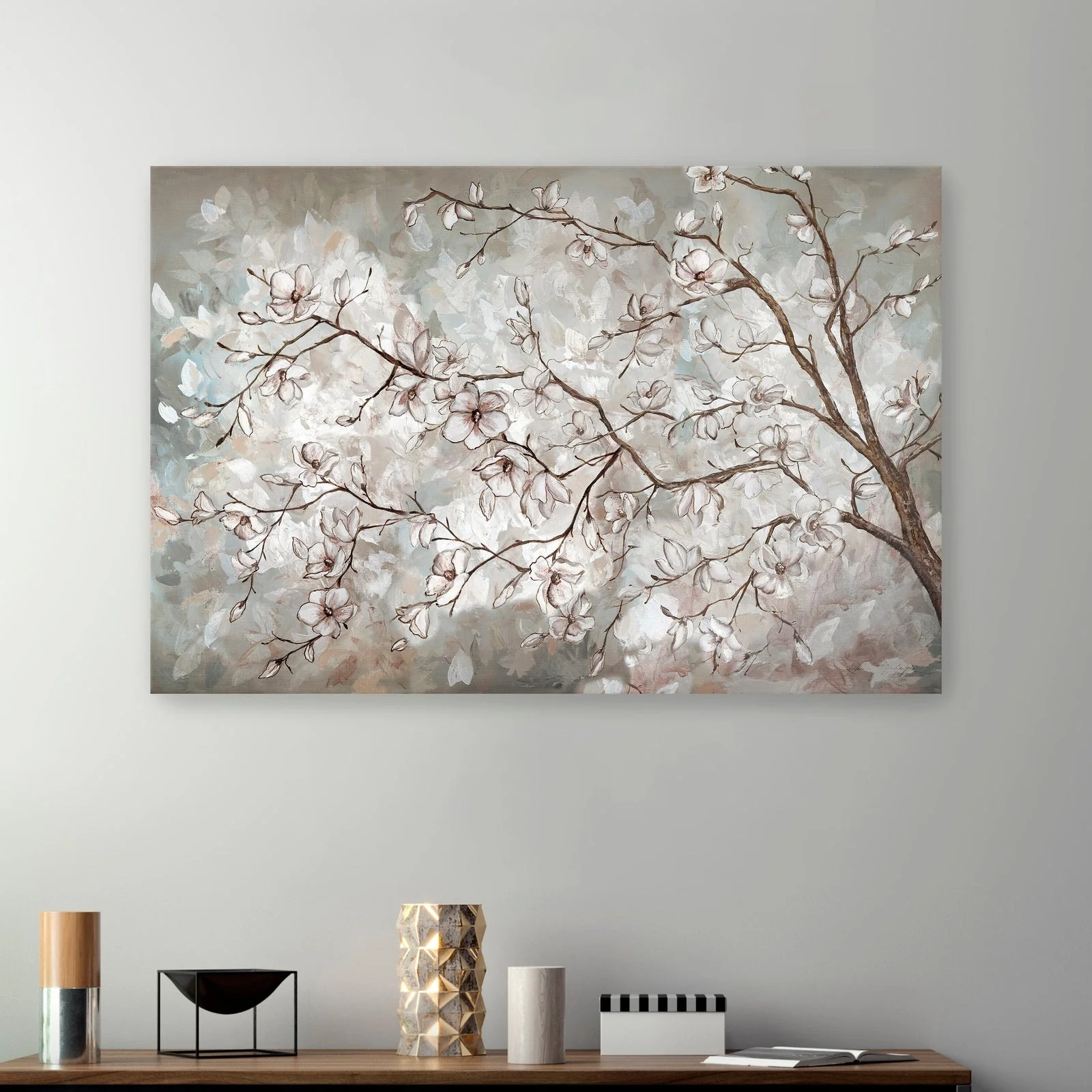 Magnolia Branches Neutral Landscape Canvas Giclee Wall Art
