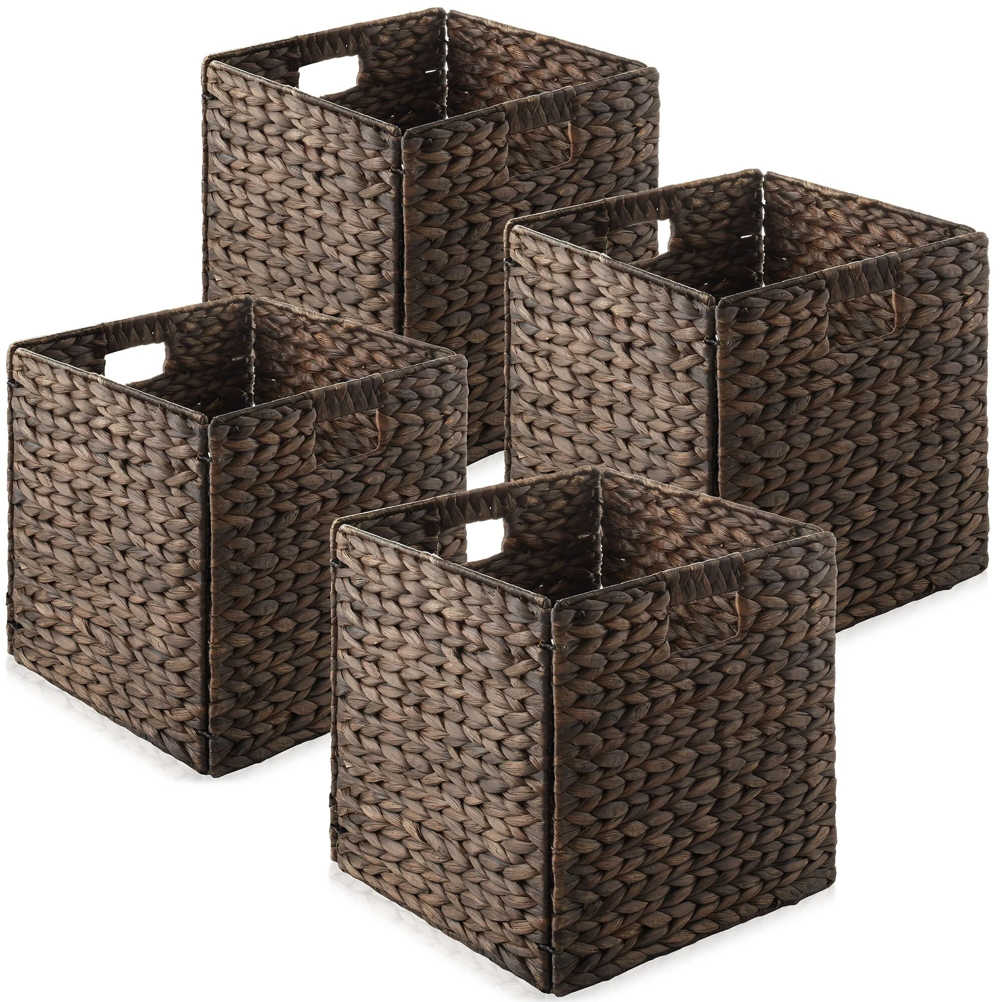 13 x 13in Water Hyacinth Storage Baskets Set of 2