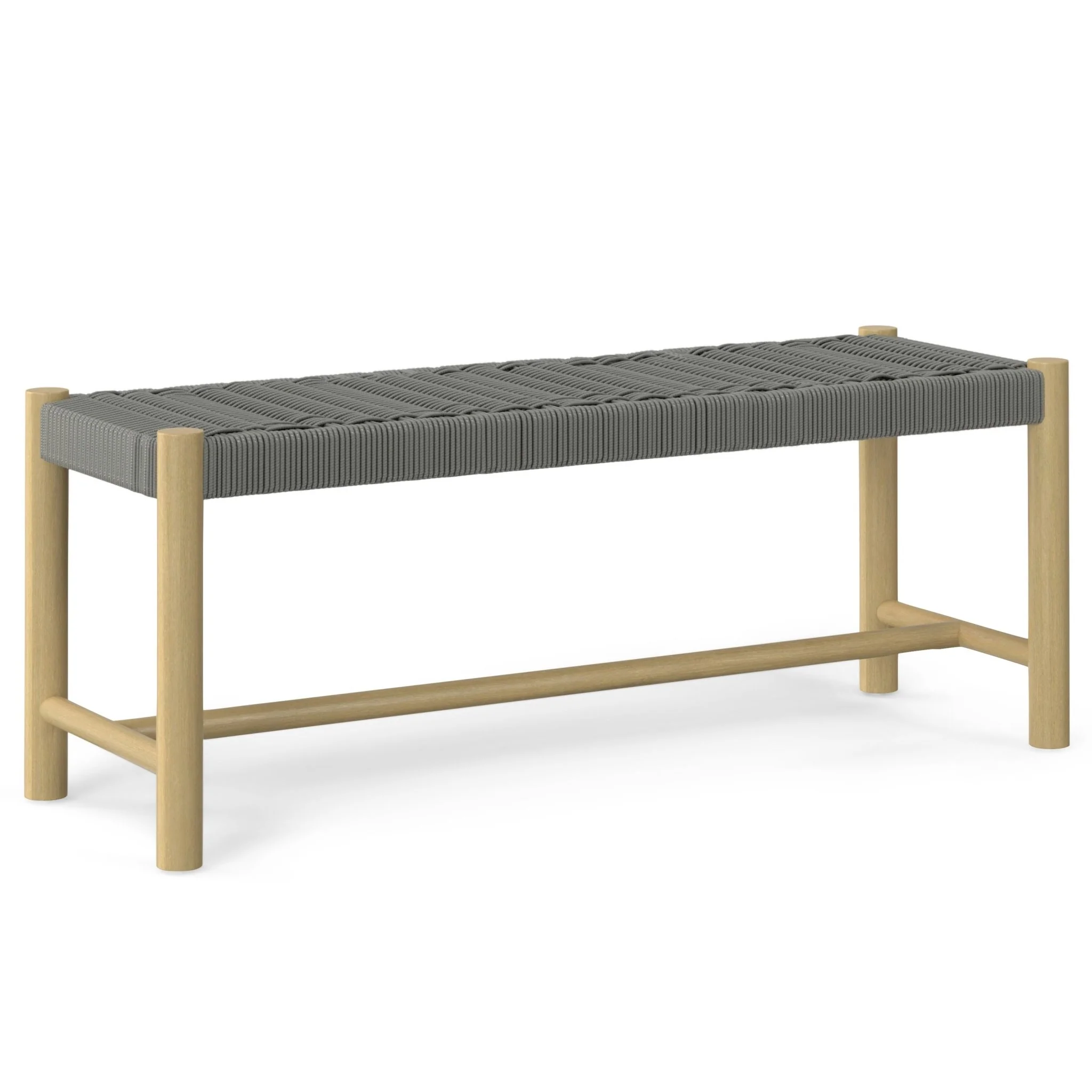 Jamboree Woven Rope Outdoor Bench with Wooden Legs