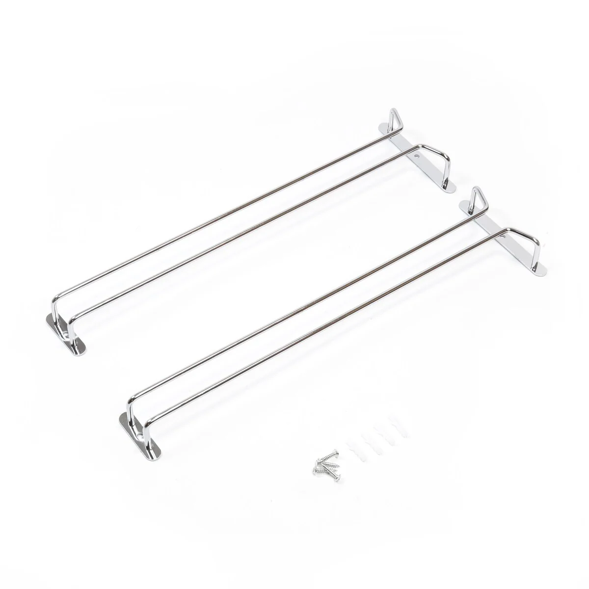 Wallniture Brix Stemware Wine Glass Rack Under Cabinet Storage Metal Glass Hanger (Set of 2)