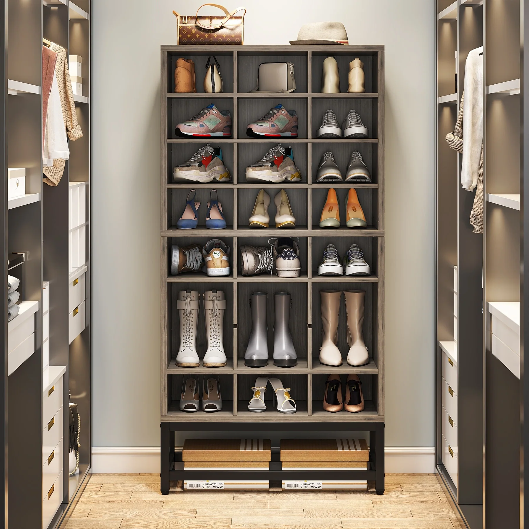8-tier Shoe Storage Cabinet Organizer Rack with 24 Cubbies