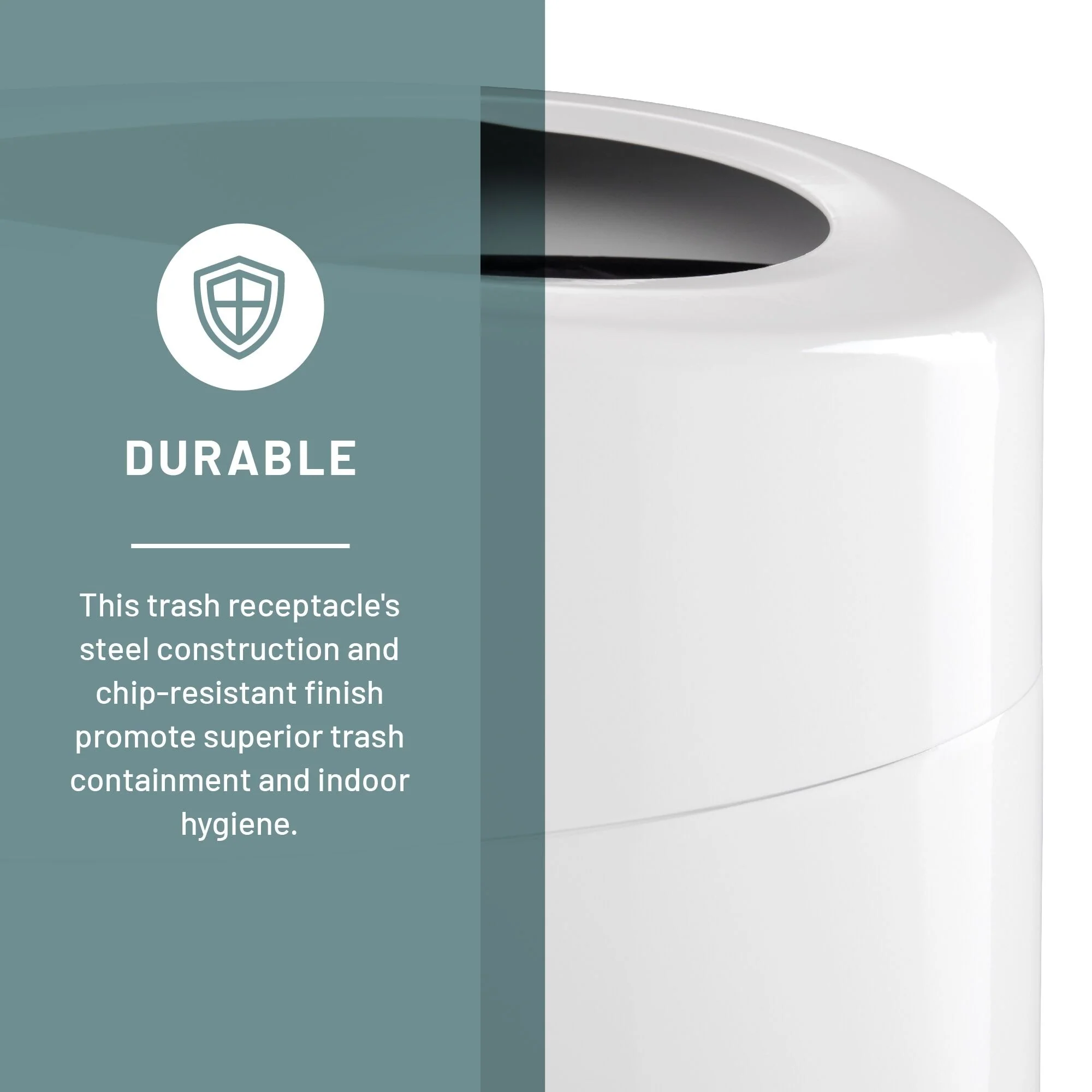 Large Trash Can, 30-Gallon Metal Garbage Can, Receptacle