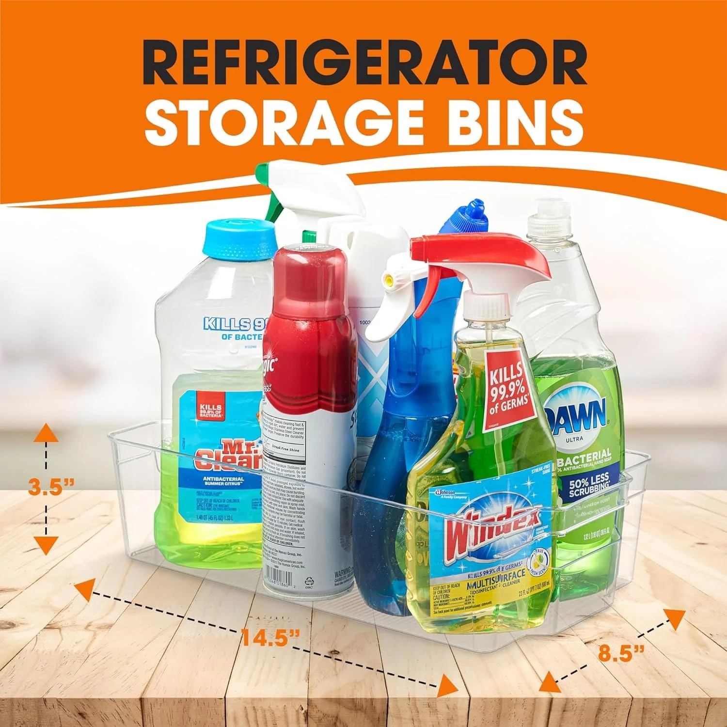 Cheer Collection Clear Refrigerator Organizer Bins