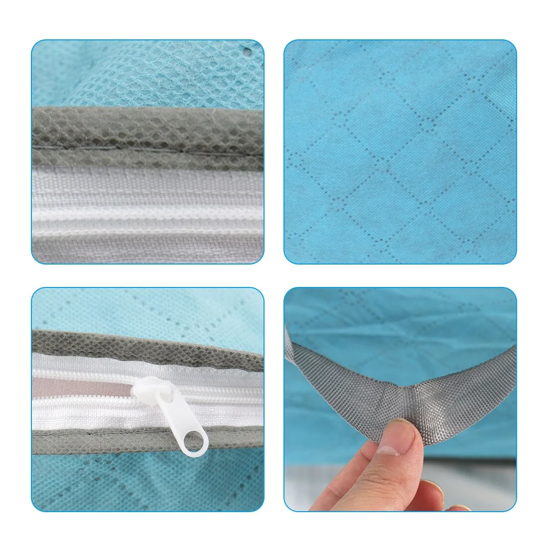 Home Foldable Zippered Dustproof Quilt Clothes Storage Bag Container Blue