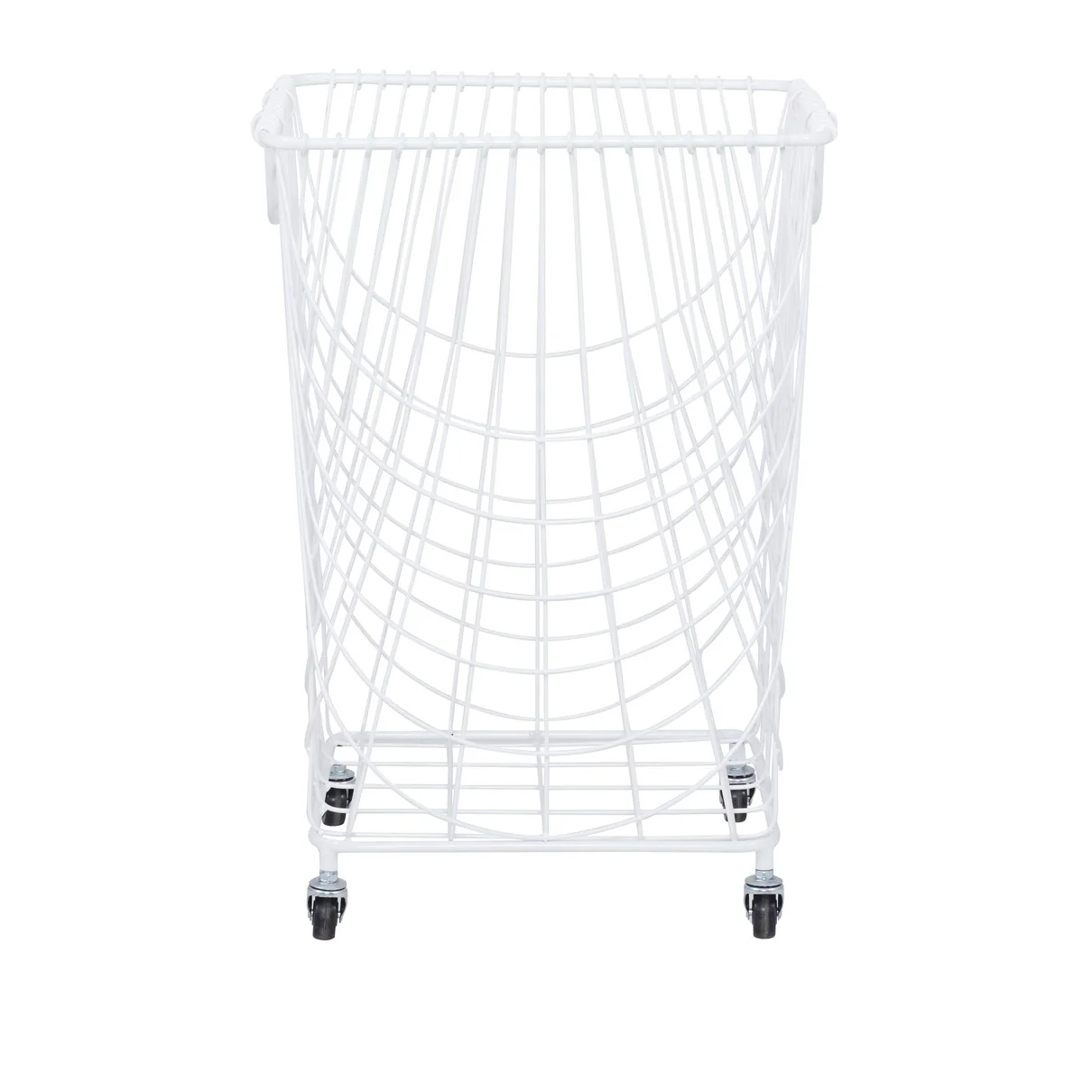 Metal Deep Set Wire Mesh Rolling Laundry Basket Storage Cart with Handles - Black, Gold, White - CosmoLiving by Cosmopolitan