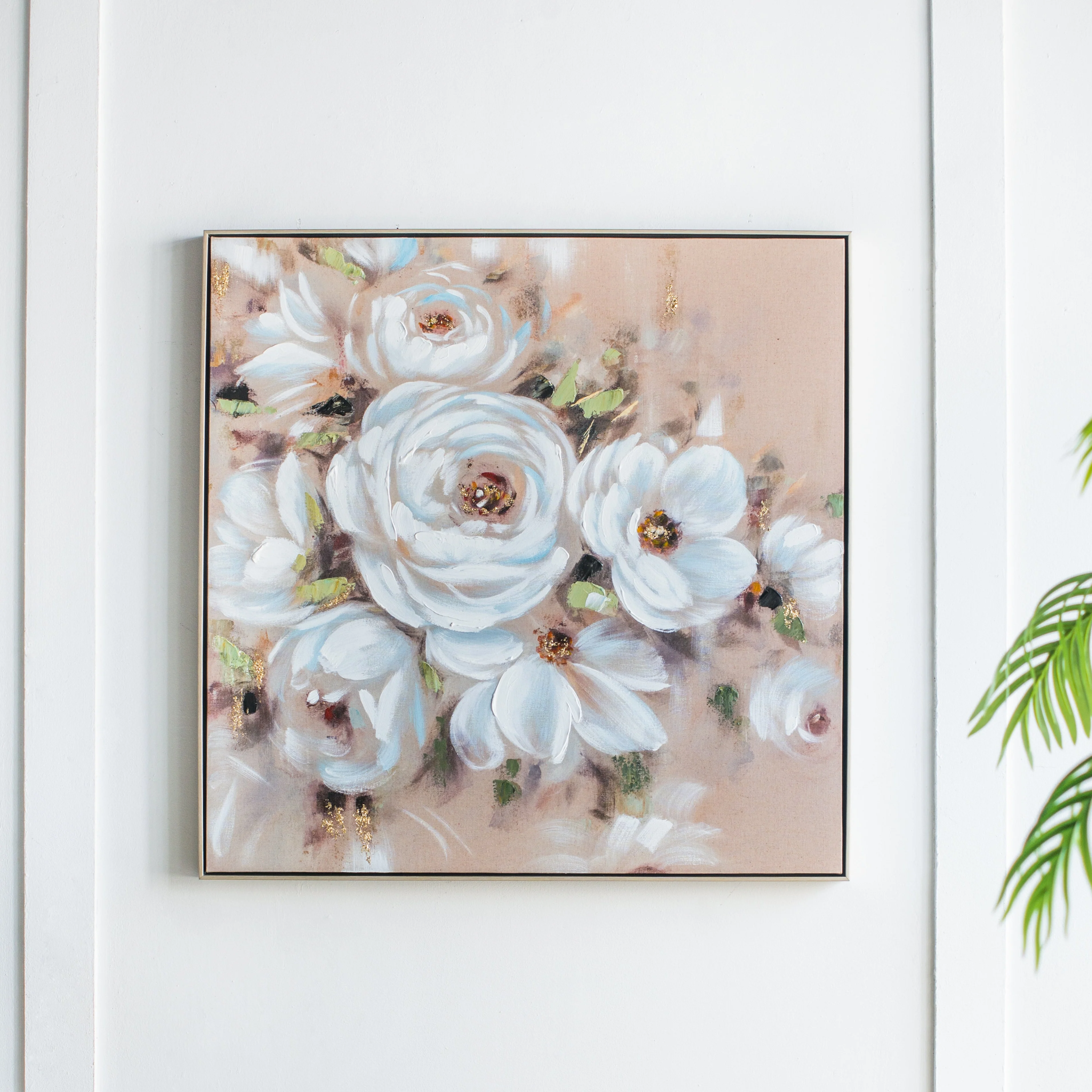 36 x 36 Square Wall Art with Flower Print