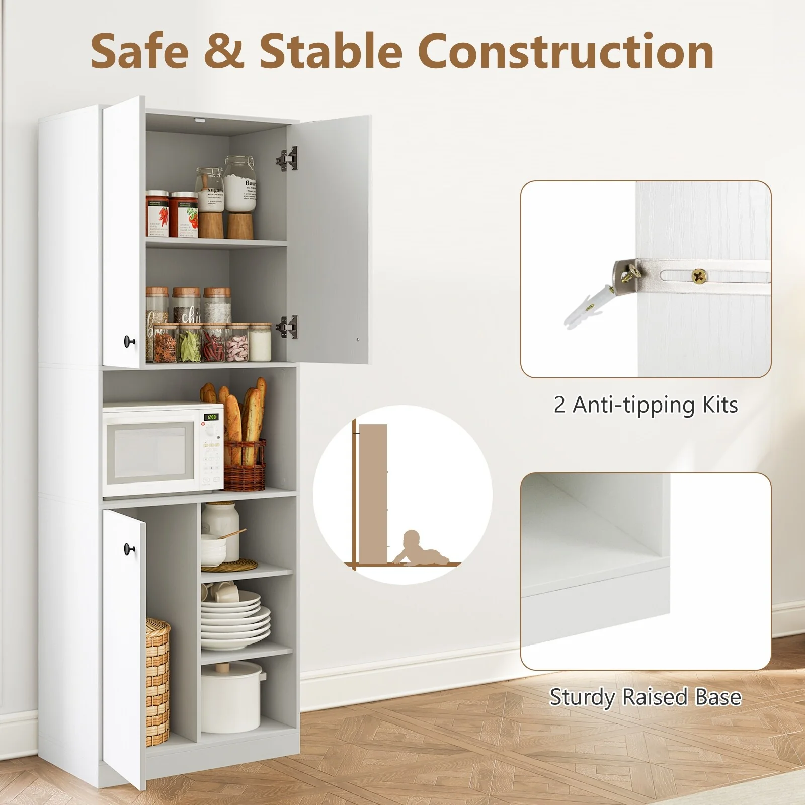 Costway Kitchen Pantry Storage Cabinet 65.5