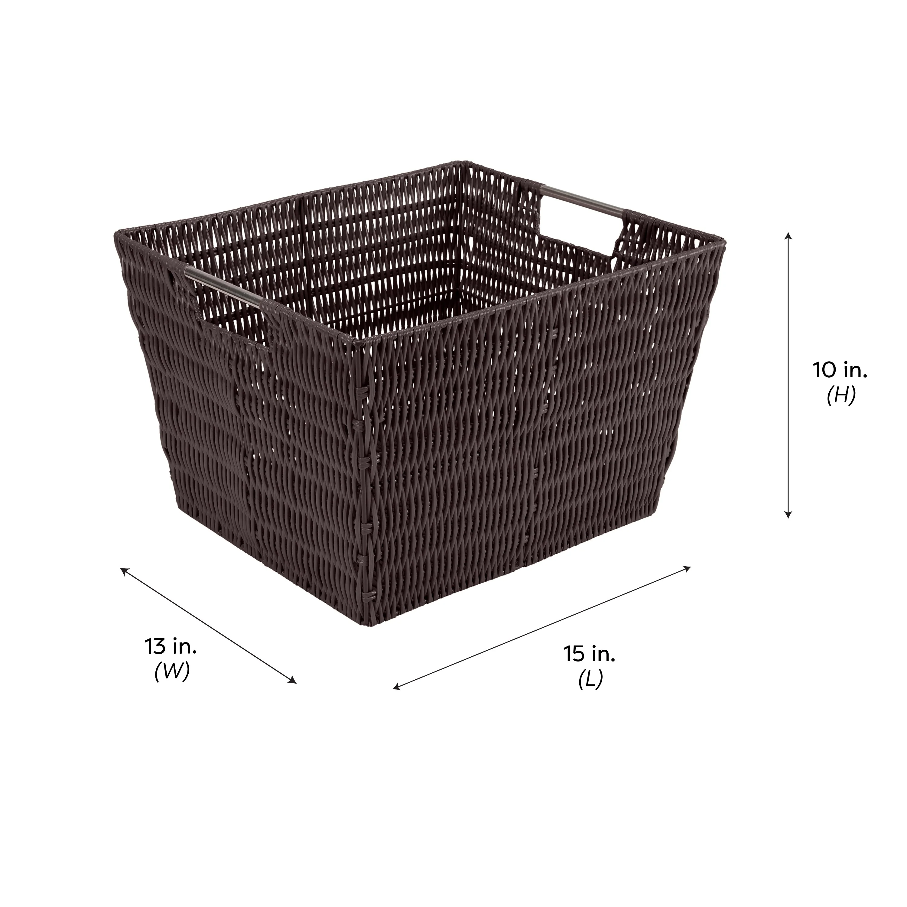 Simplify Large Rattan Storage Tote Basket in Charcoal