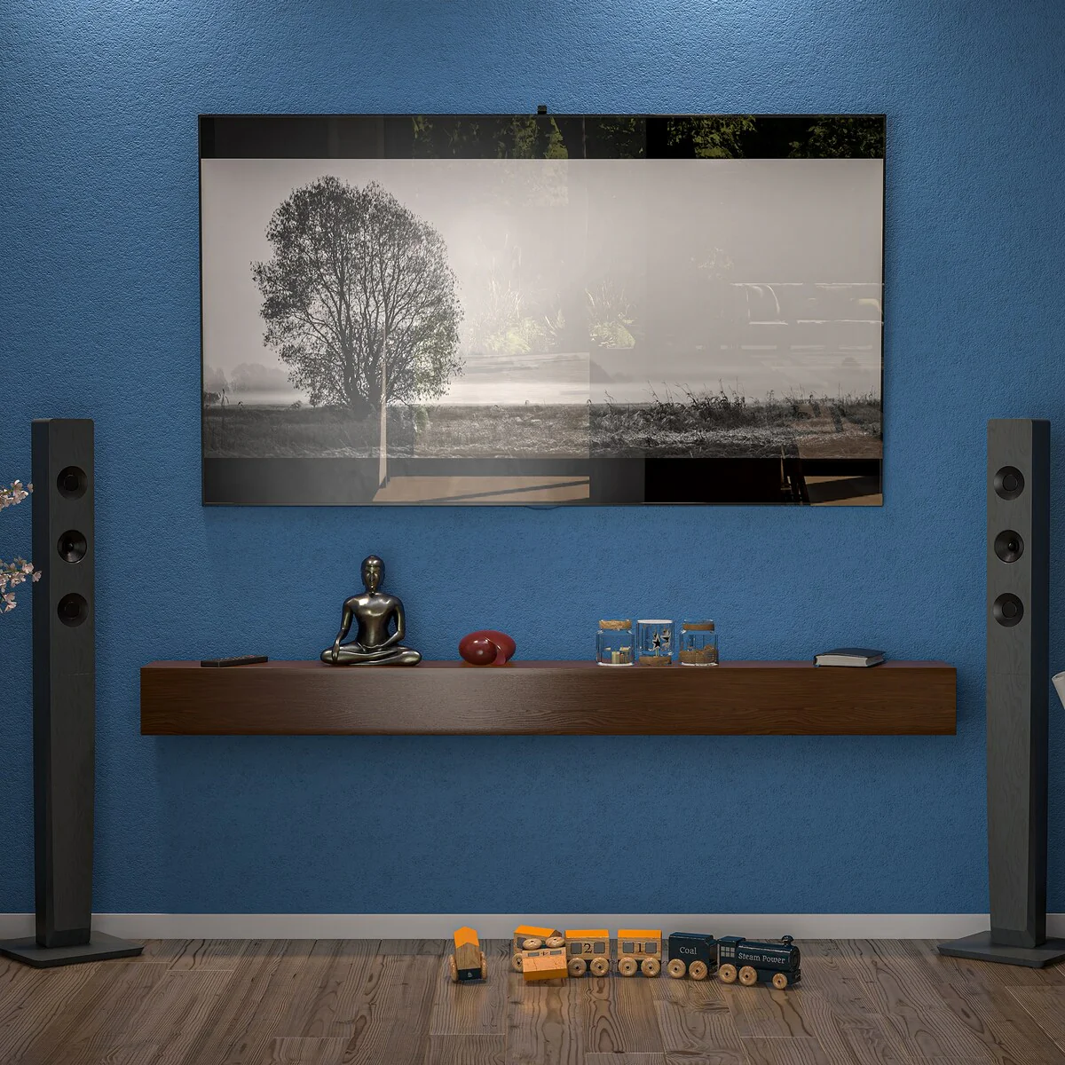 72'' Fireplace Mantel Wooden Wall Mounted Floating Shelf 8