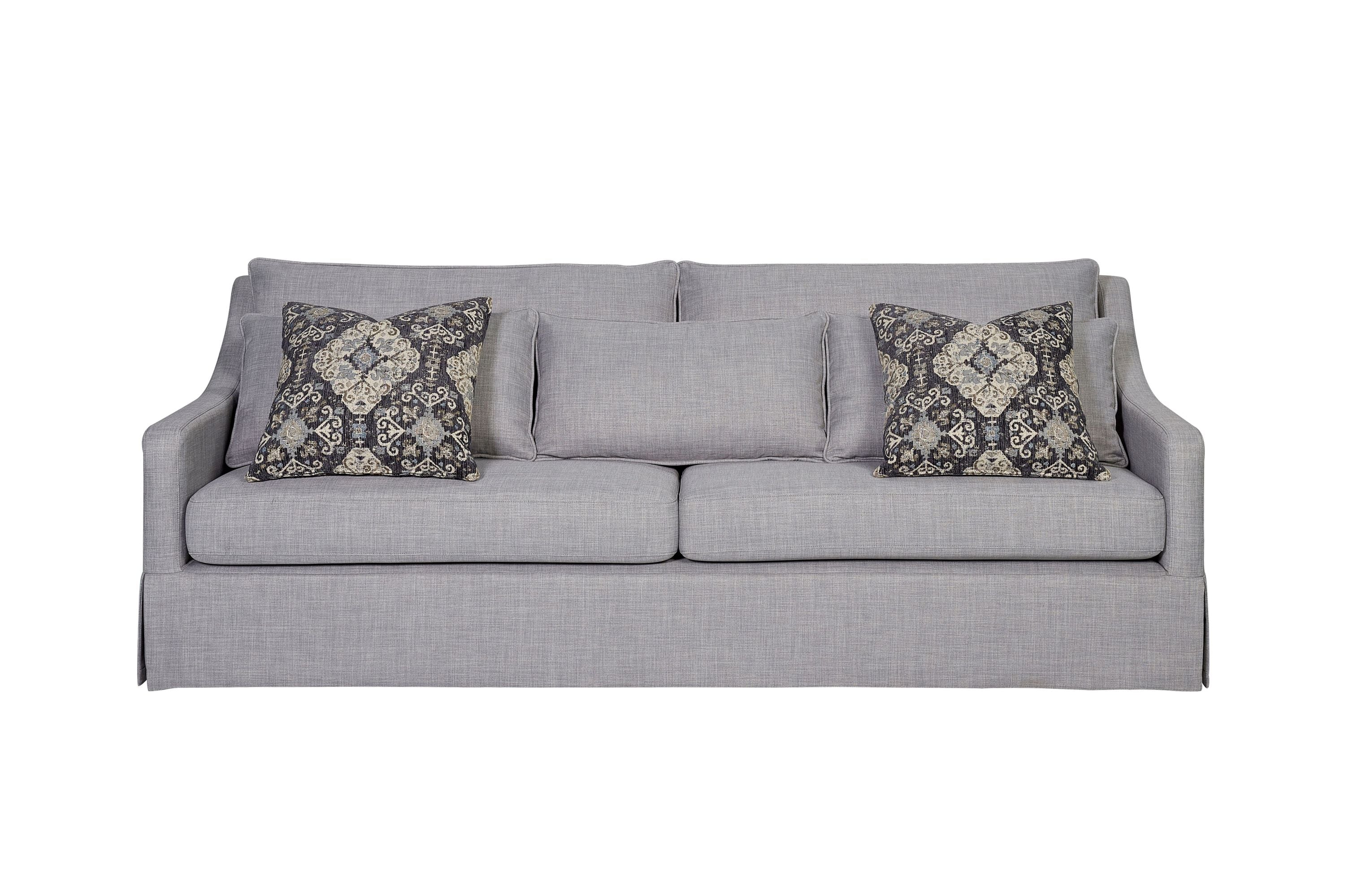 Sofa with Skirt and Reversable Cushions and 2 Pillows