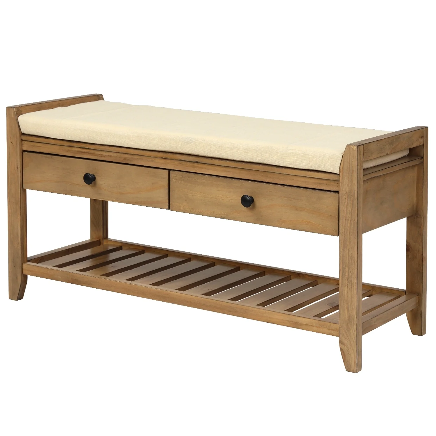 Multi-purpose Shoe Rack with Cushioned Seat and Drawers