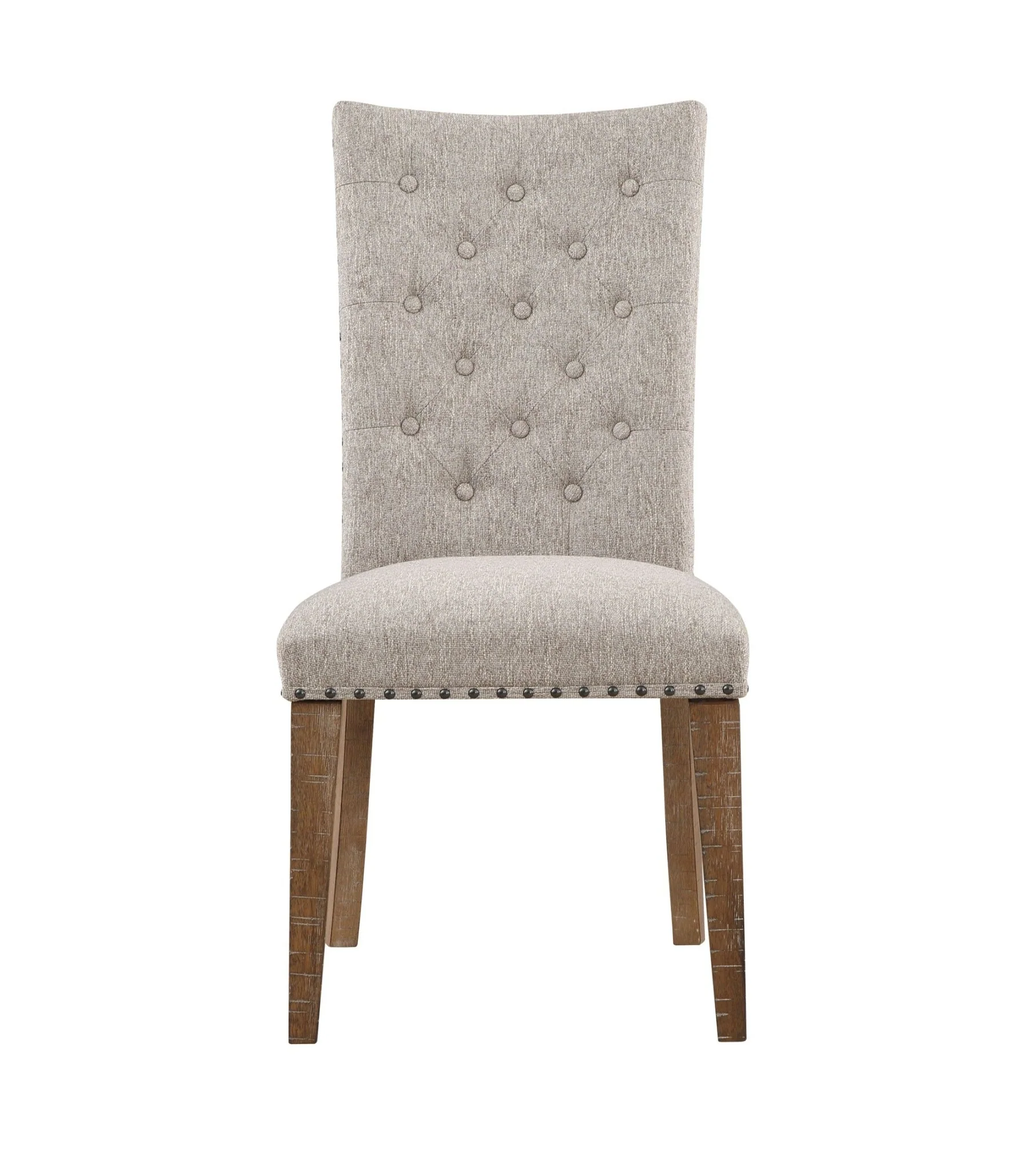 Button Tufted Upholstered Side Chair with Nailhead Trim and Solid Back, Set of 2