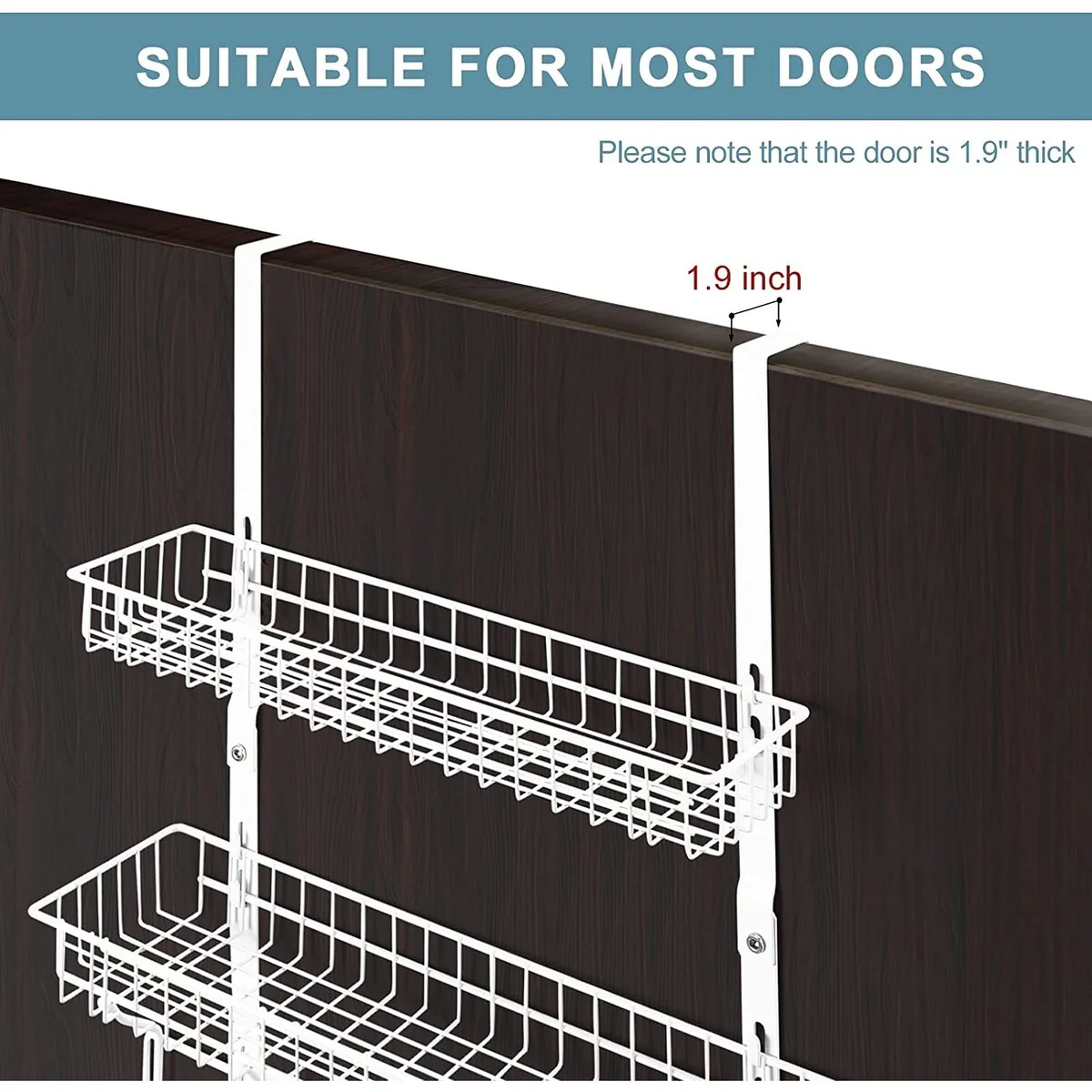 Over The Door Hanger with 2 Mesh Baskets 5 Hooks