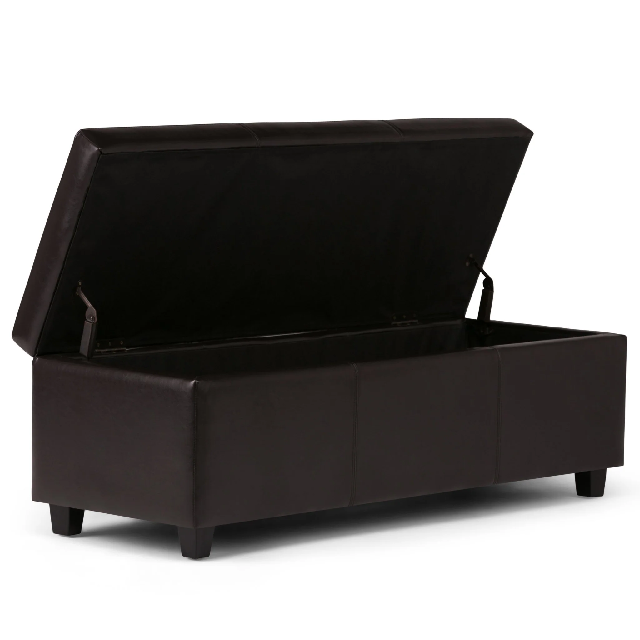 Upholstered Faux Leather Storage Ottoman