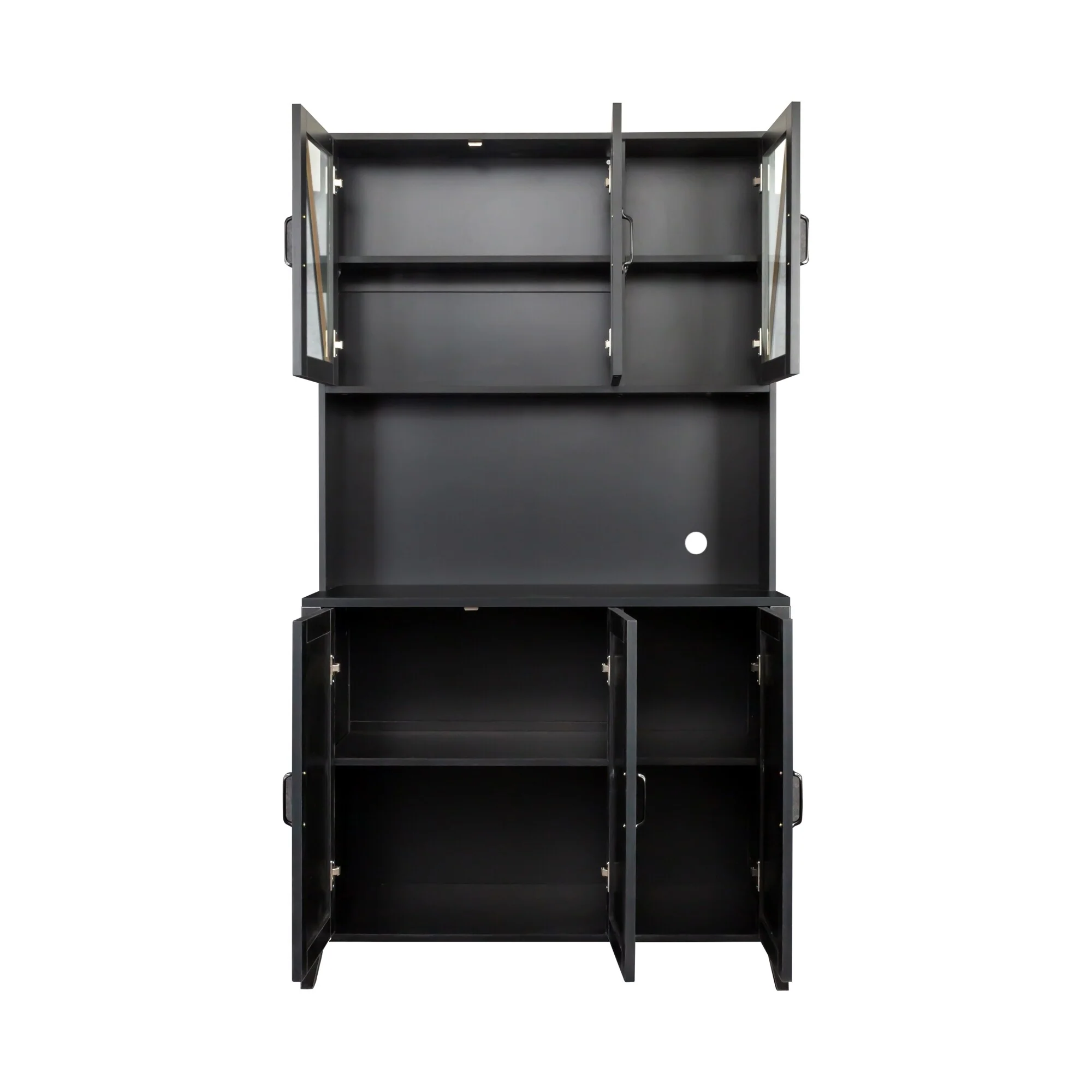 Pantry Storage Cabinet with Glass Doors - N/A