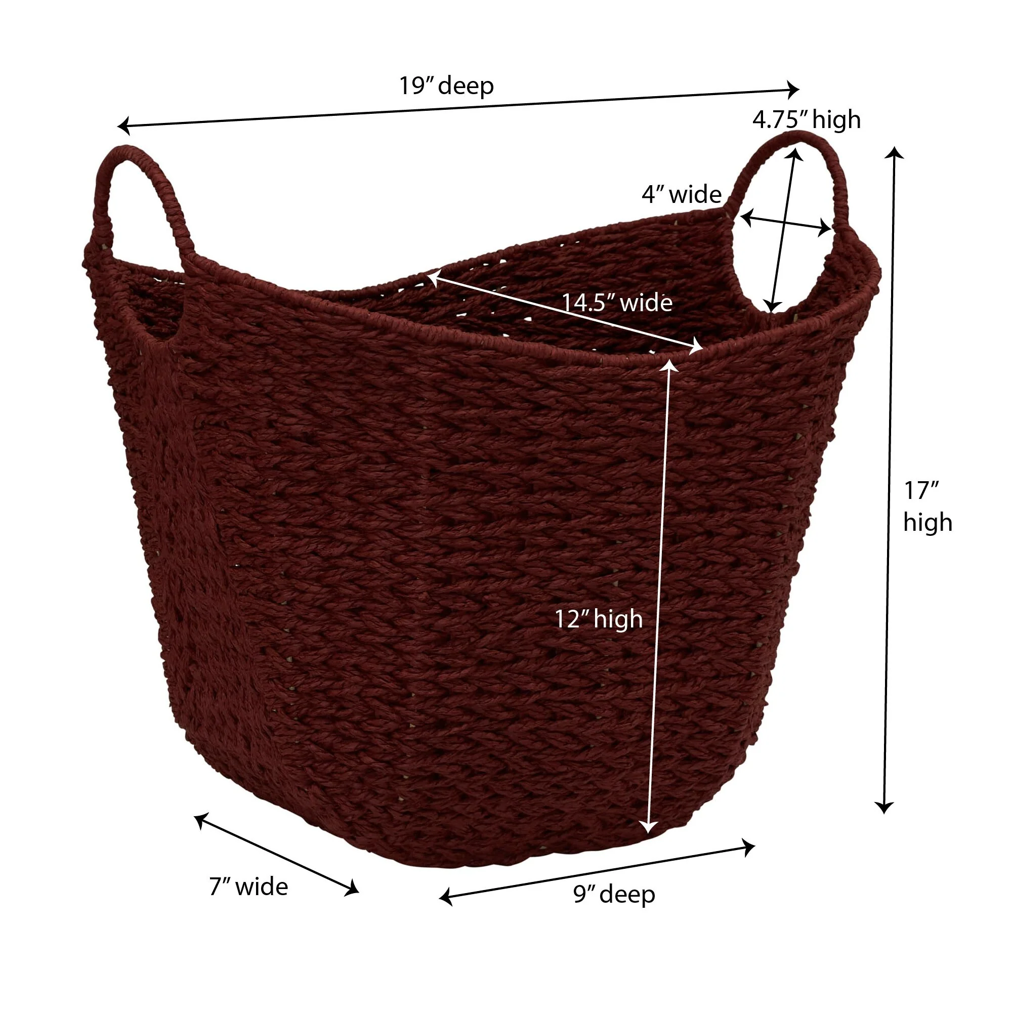 Household Essentials Woven Paper Rope Storage Basket with Handles