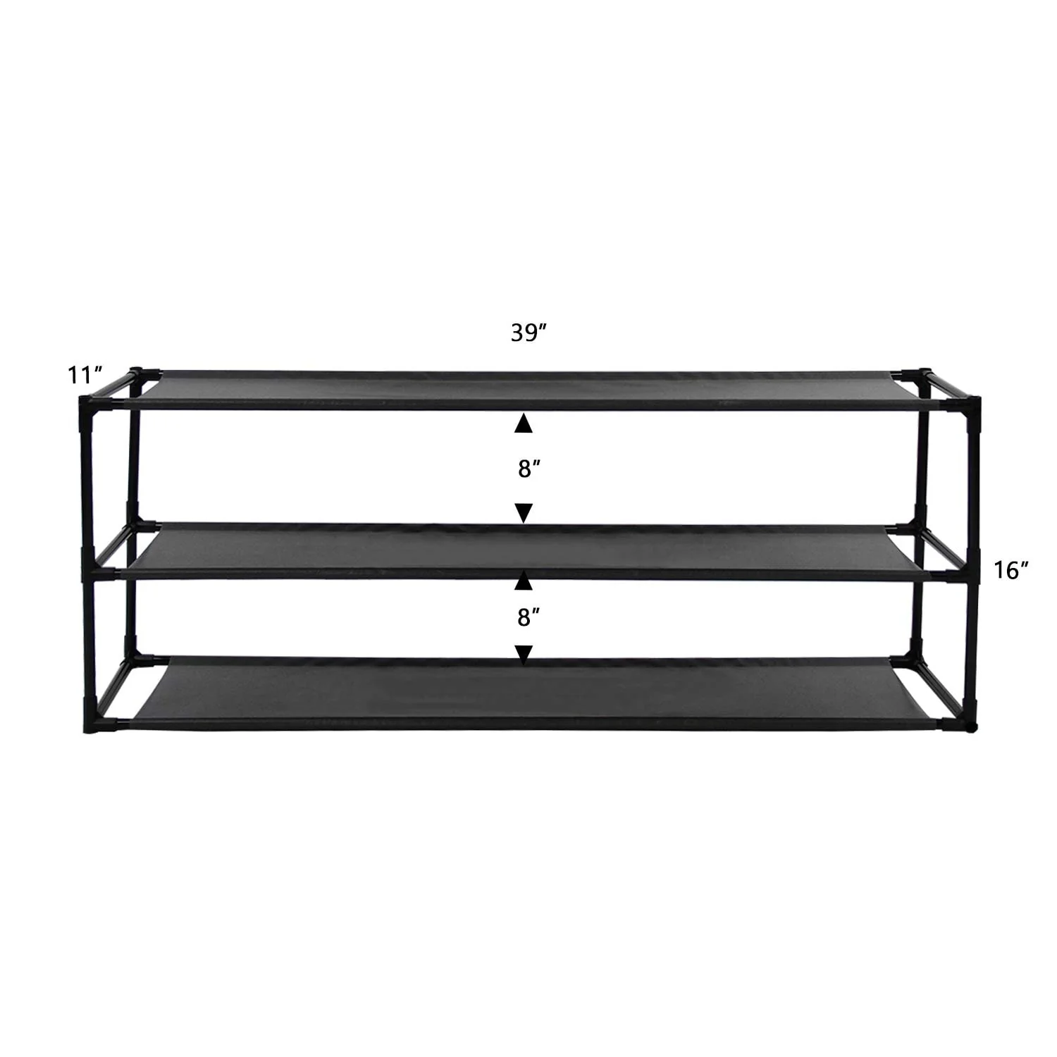 Shoe Rack Detachable Non-Woven Waterproof Fabric Shoe Organizer Tower Black Set of 2