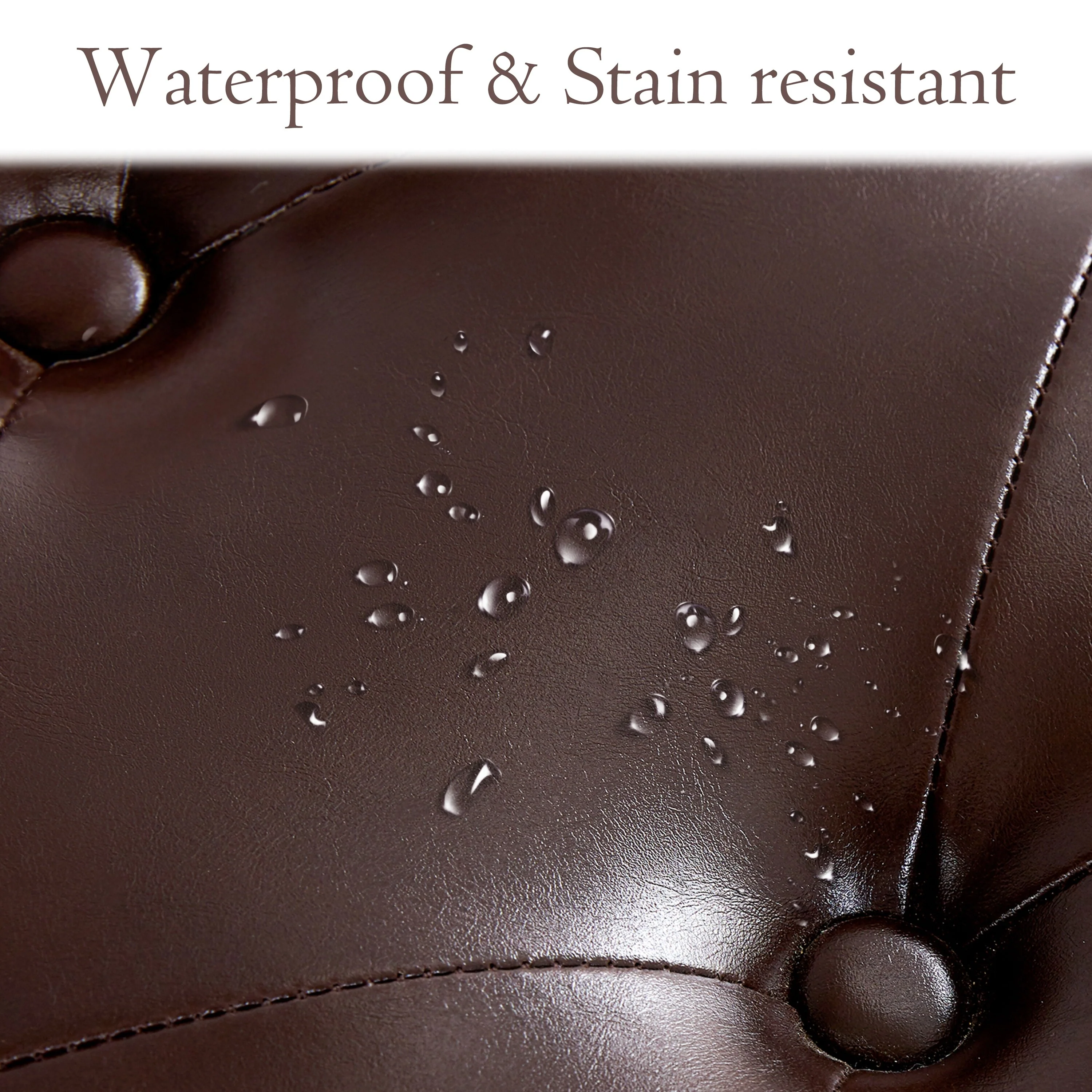 Button-Tufted Bench for End of Bed, Entryway Bench Beige/ Black/ Brown Solid Wood, Leather, Fabric 44-inch