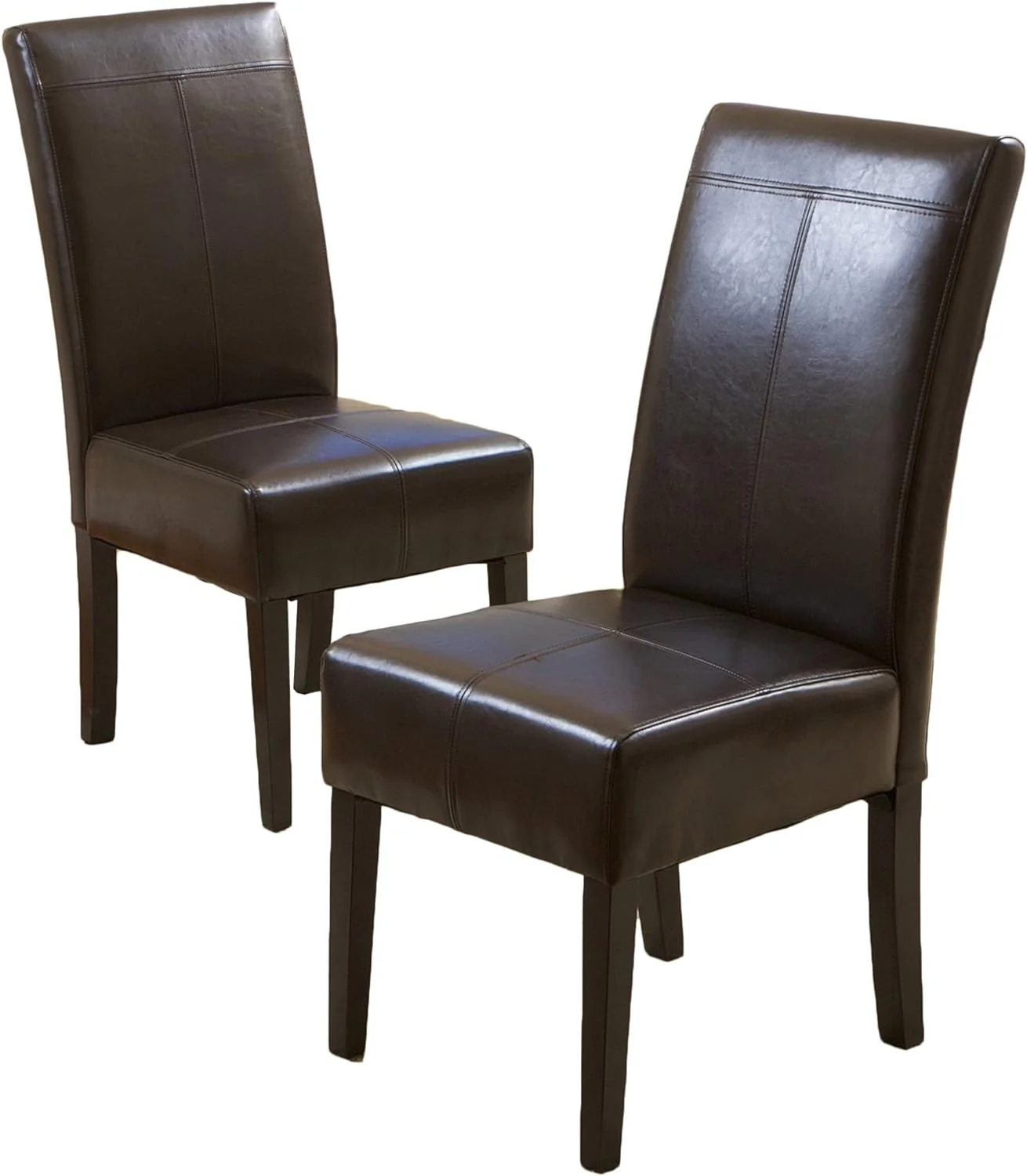 Bonded Leather Upholstered Dining Chair with Solid Wood Legs, Set of 2