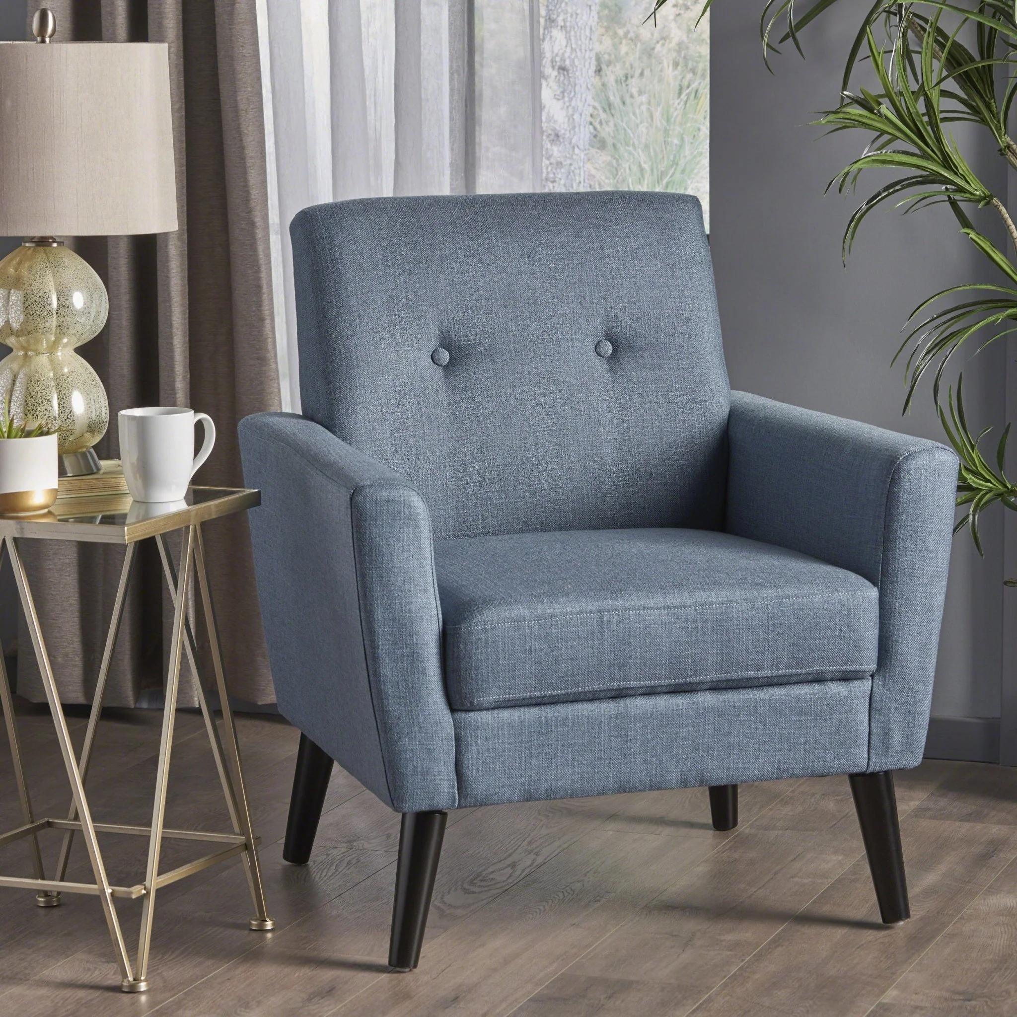 Radiantize Upholstered Fabric Club Chair with Square-off Back and Button Tufted