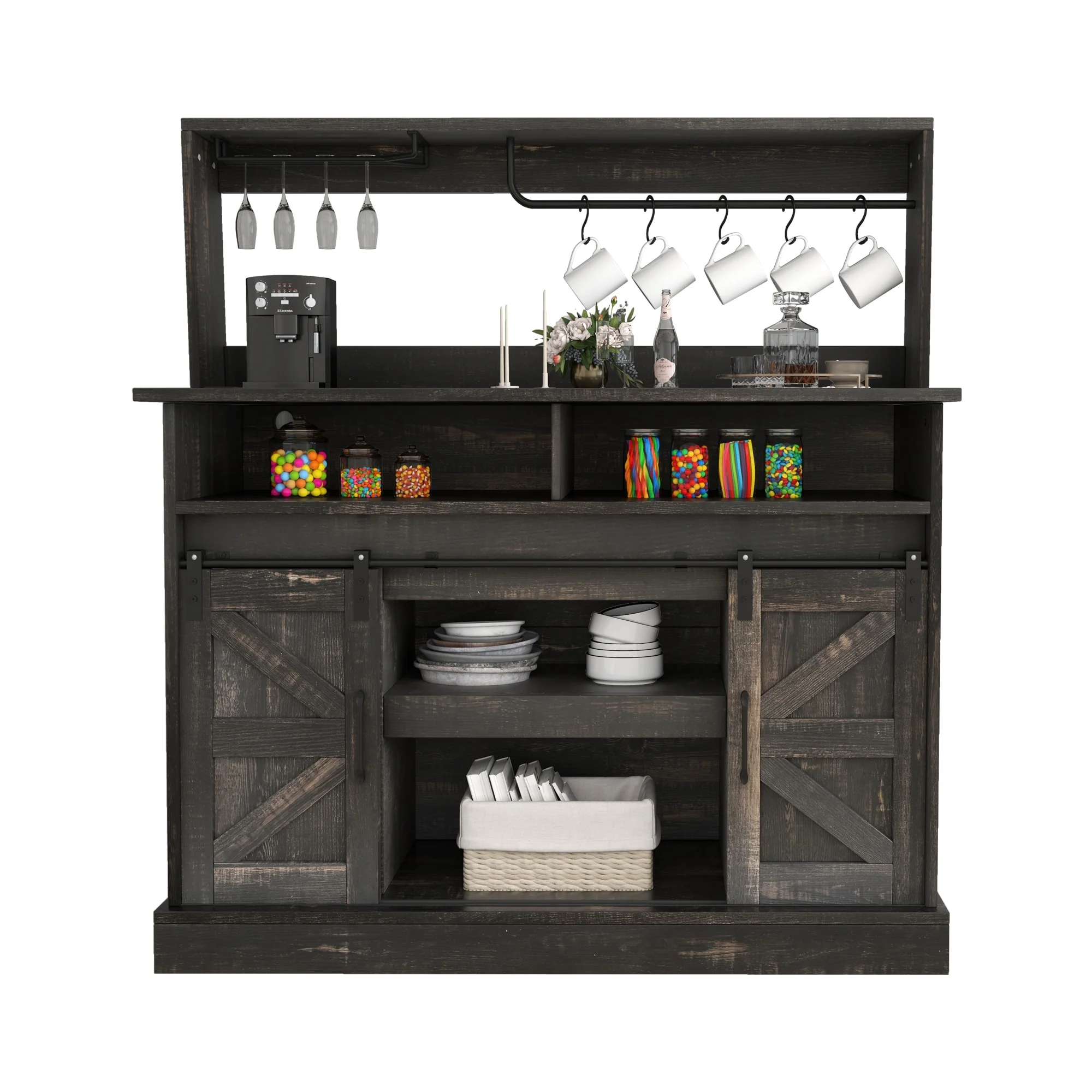 Moasis Farmhouse Coffee Bar Cabinet - 15.1