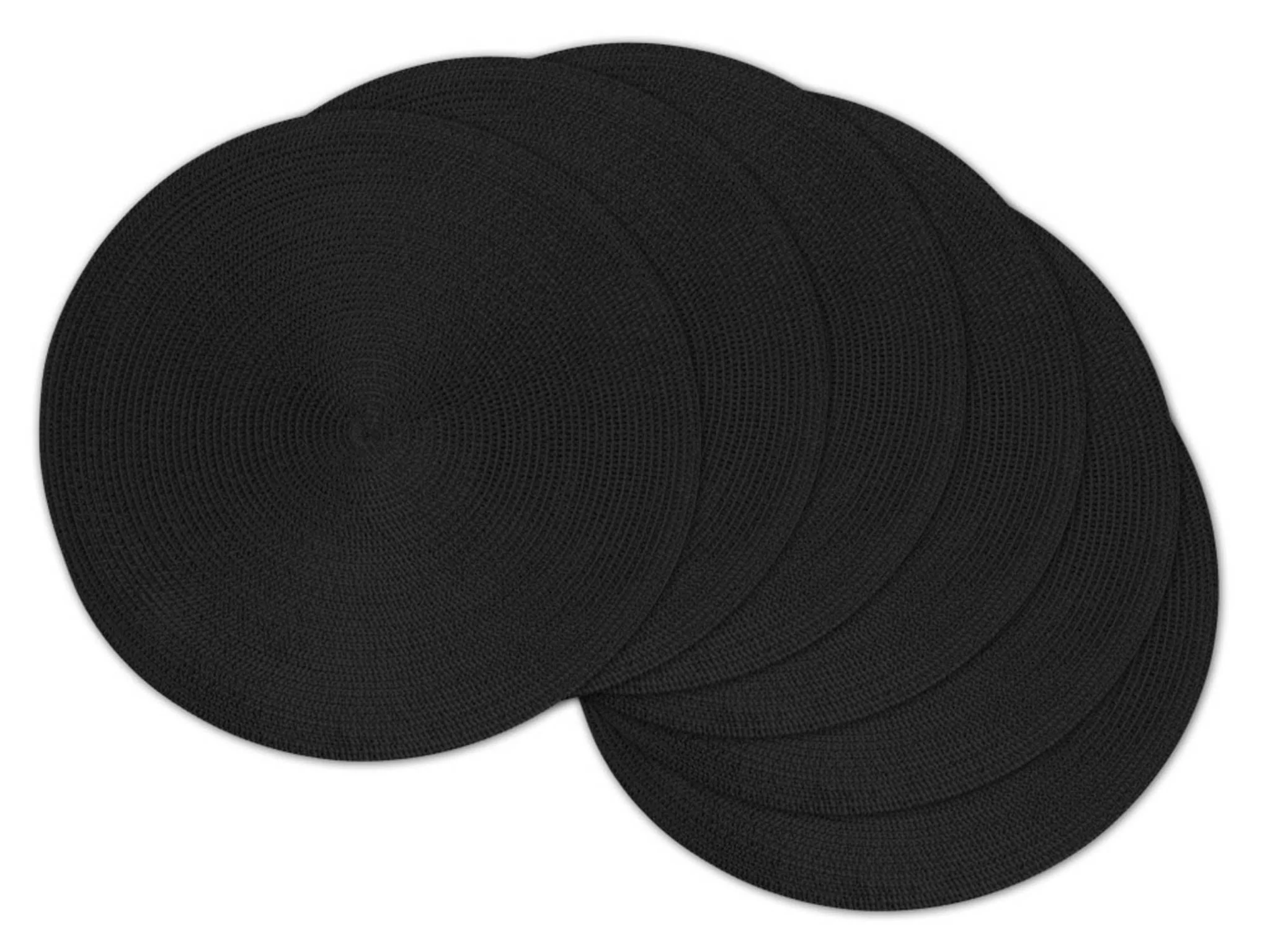 Black Round Woven Placemat Set Of 6