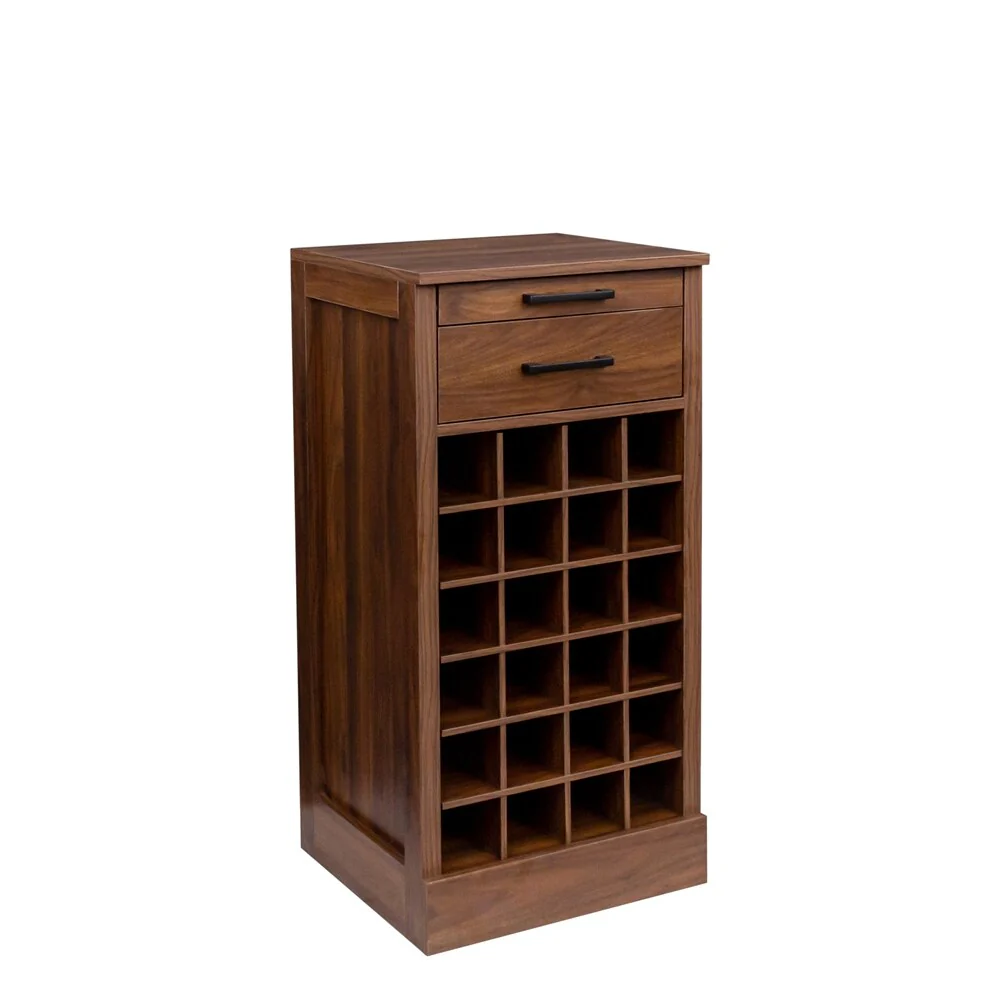 28 Slots Wood Wine Bar Cabinet with Storage Shelves - N/A