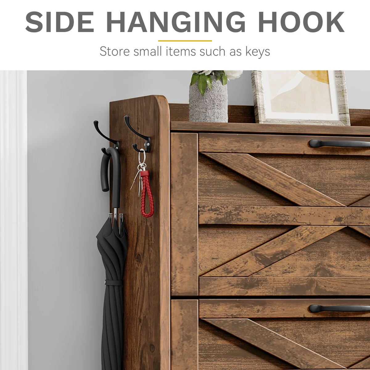 Moasis Farmhouse Flip Shoe Cabinet Shoe Storage Cabinet with 4 Flip Doors Adjustable Shelf - 47.2