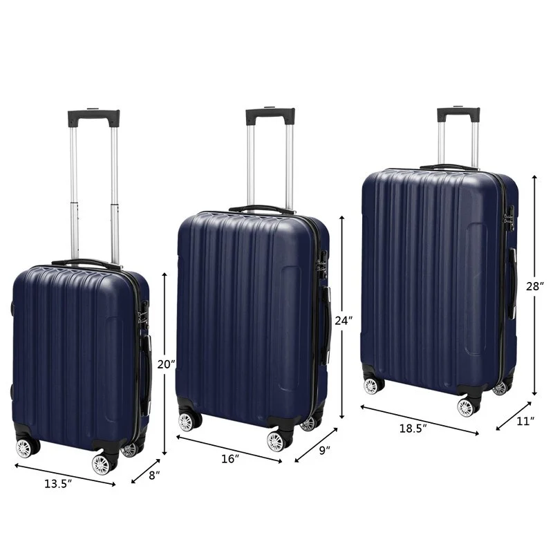 3-Pcs Luggage Sets, Trunk Set, ABS Lightweight Suitcase Sets with TSA Lock & Spinner Wheels, 20in/24in/28in