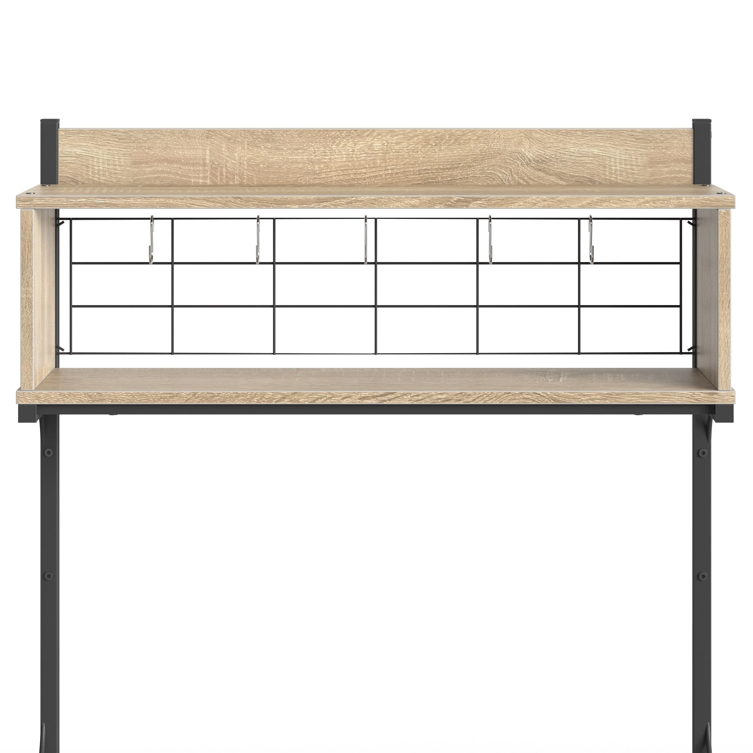 63 Inch Kitchen Baker's Rack with Hutch 8 Side Hooks