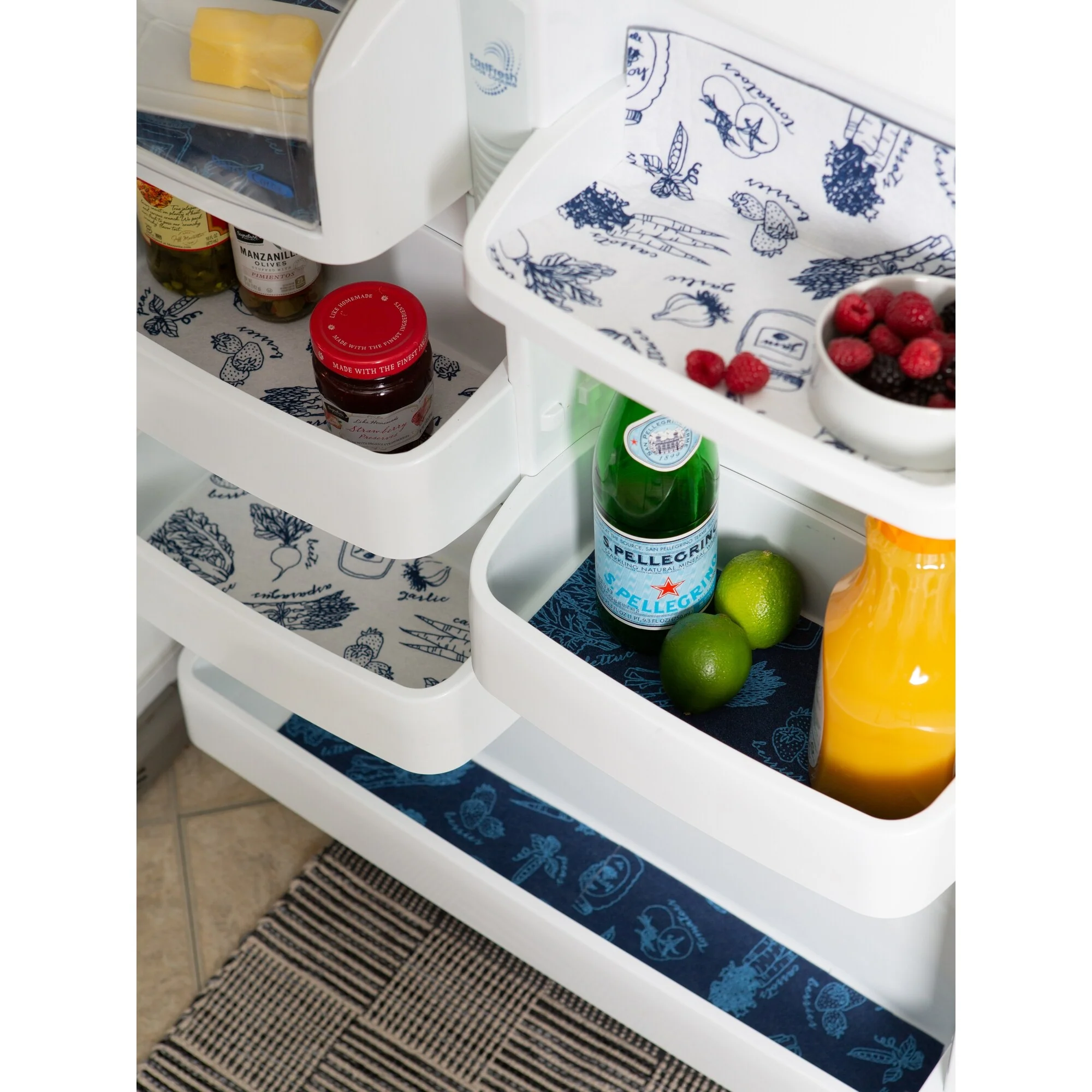 DII Nautical Blue Market Print Fridge Liner (Set of 6)