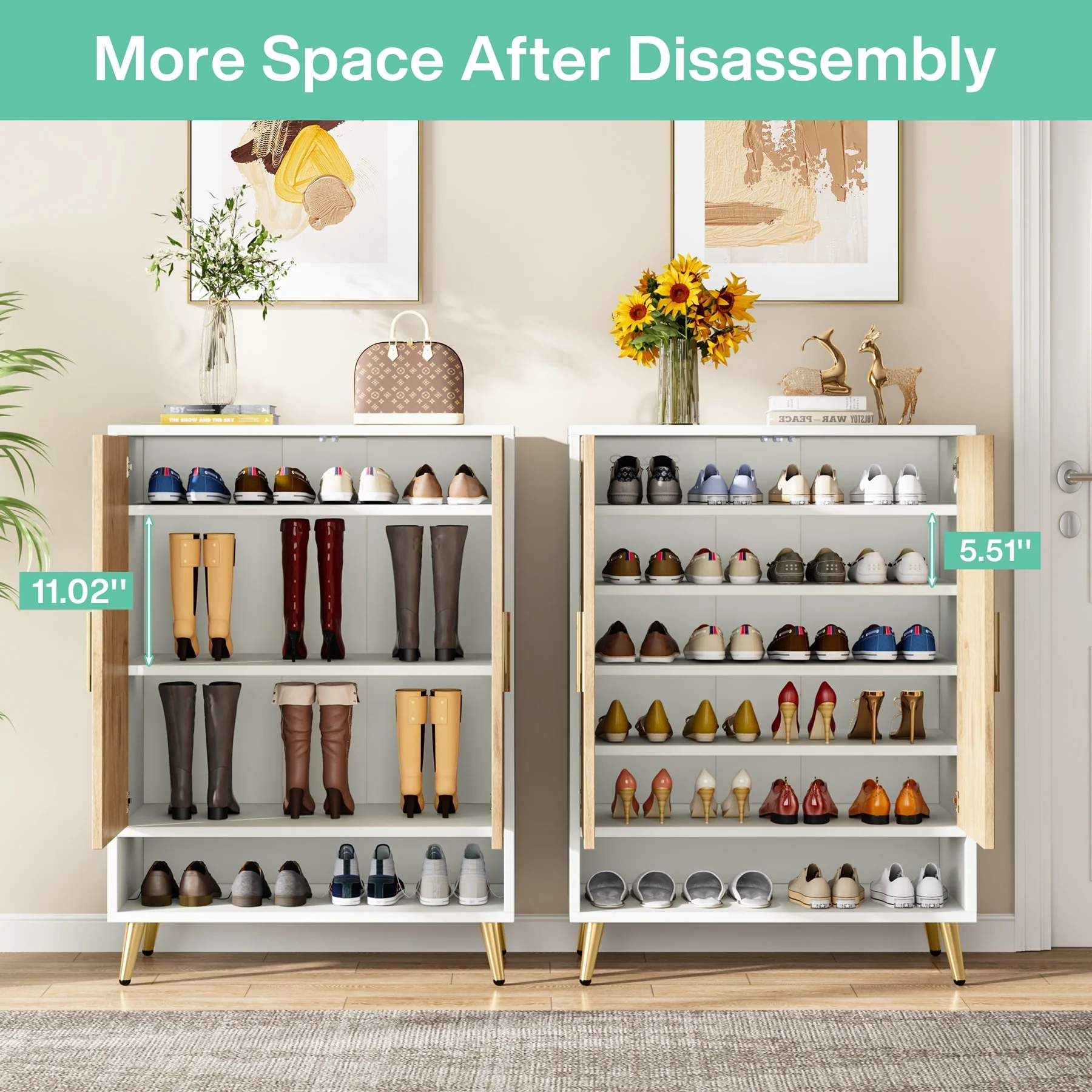 6-Tier 24 Pairs Shoe Storage Cabinet with Doors
