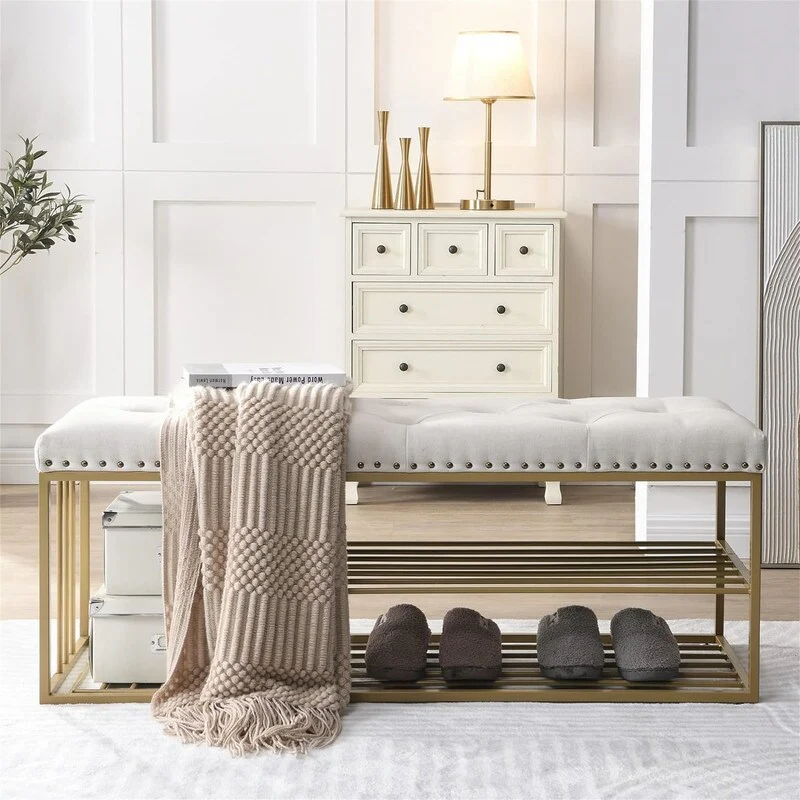 Linen Bench with Storage - 17