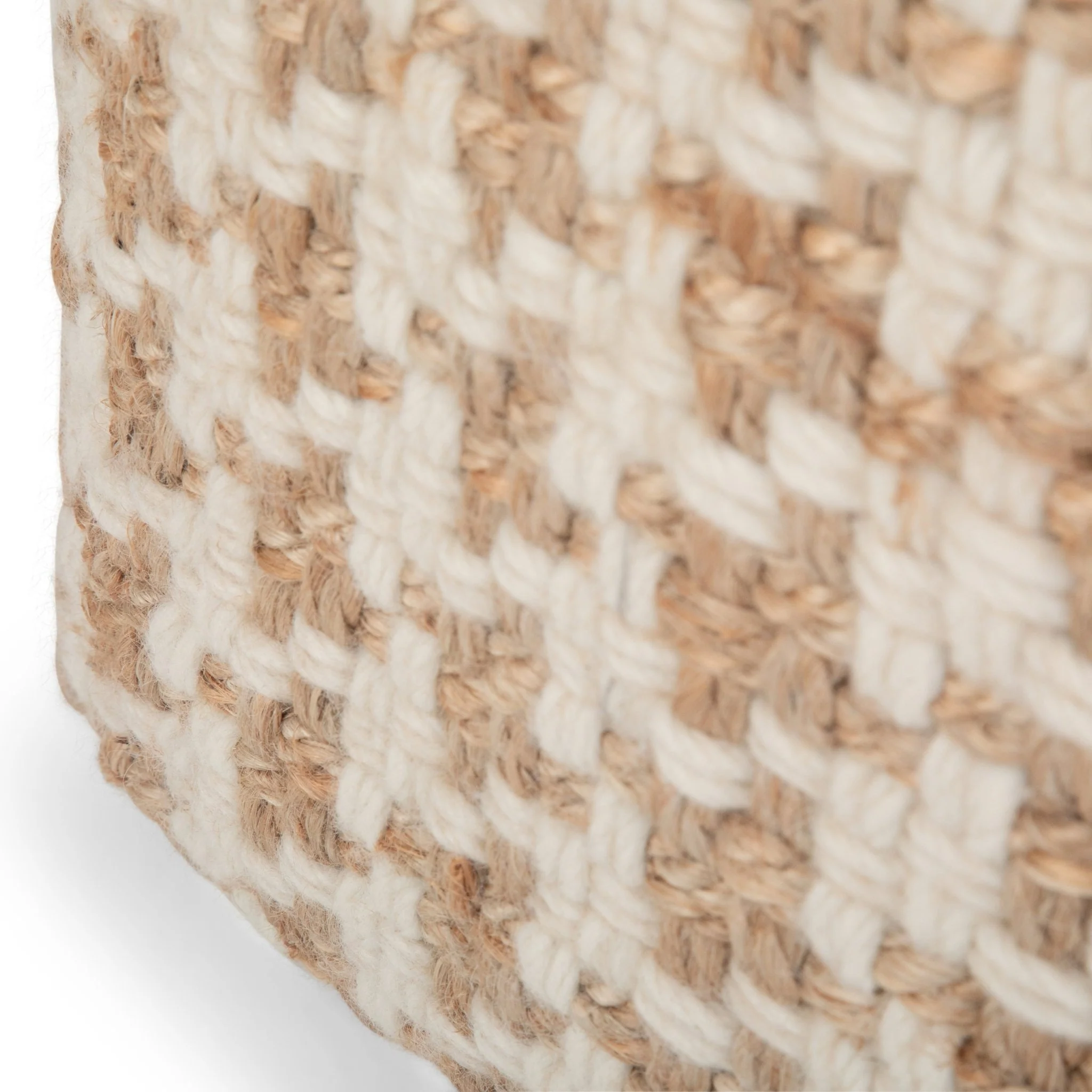 Multi-functional Cube Pouf with Cotton, Wool and Jute Woven Pattern