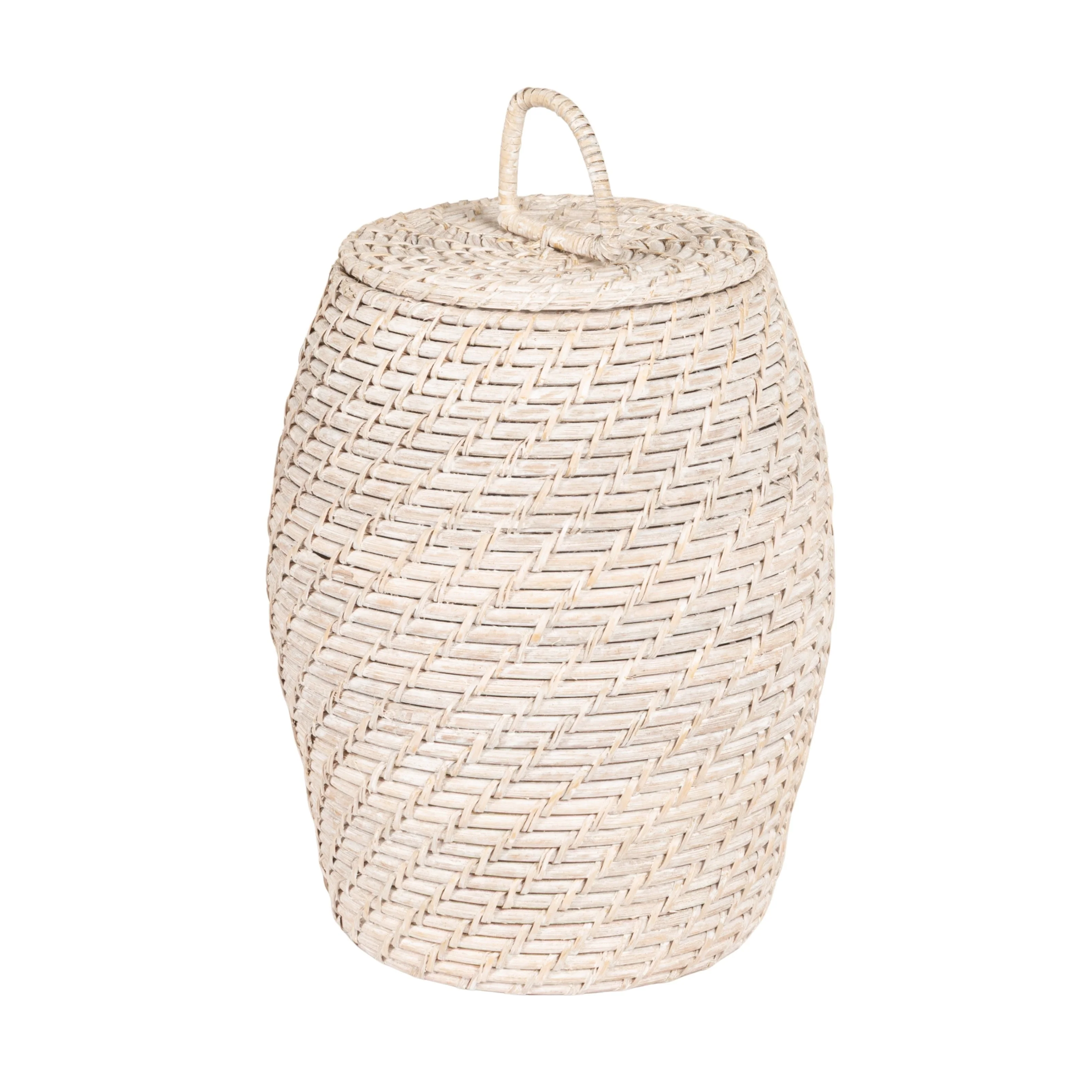 Hand-Woven Rattan Wicker Storage Baskets with Lids, Set of 2