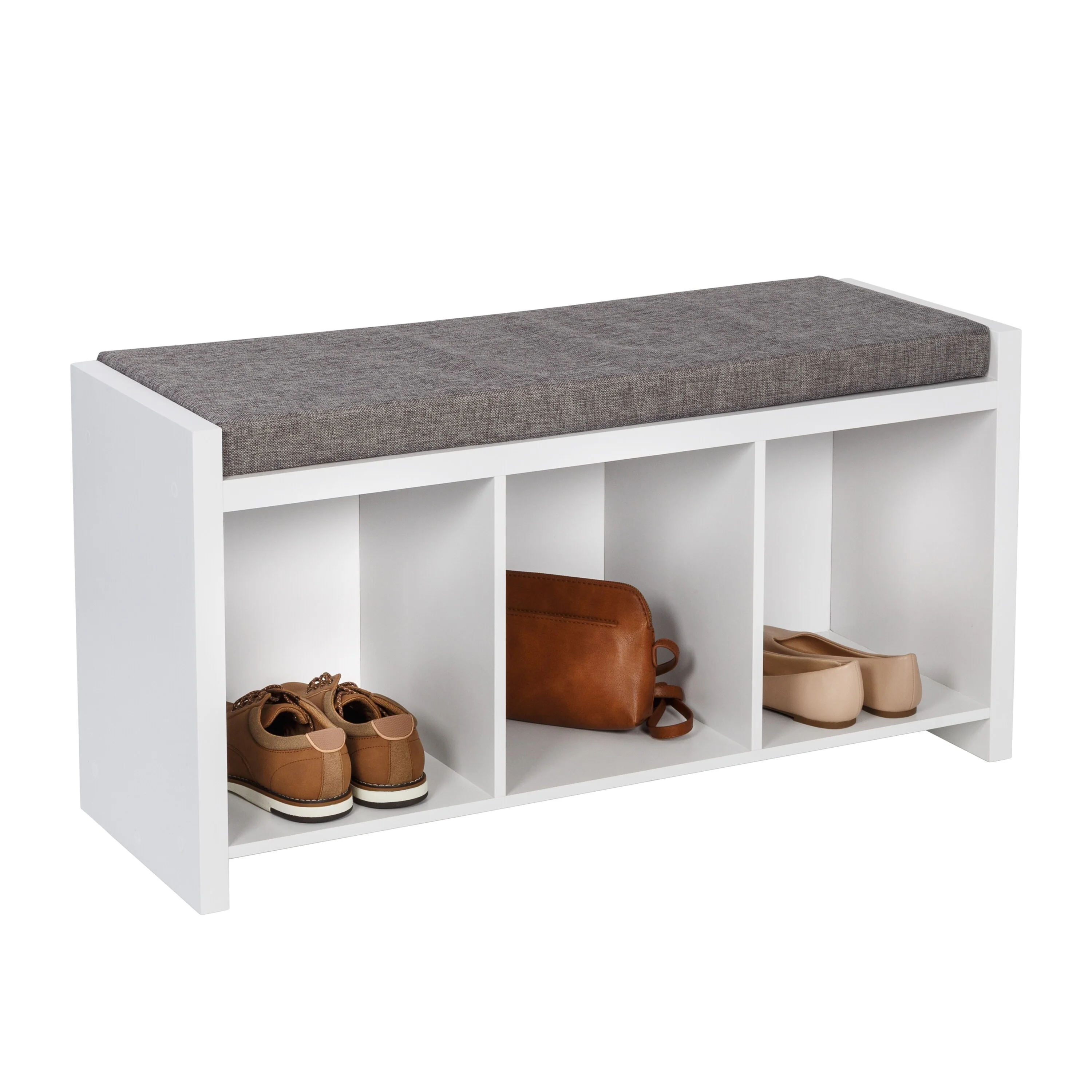 Honey-Can-Do MDF and Linen 3-Cube Storage Bench with Cushion