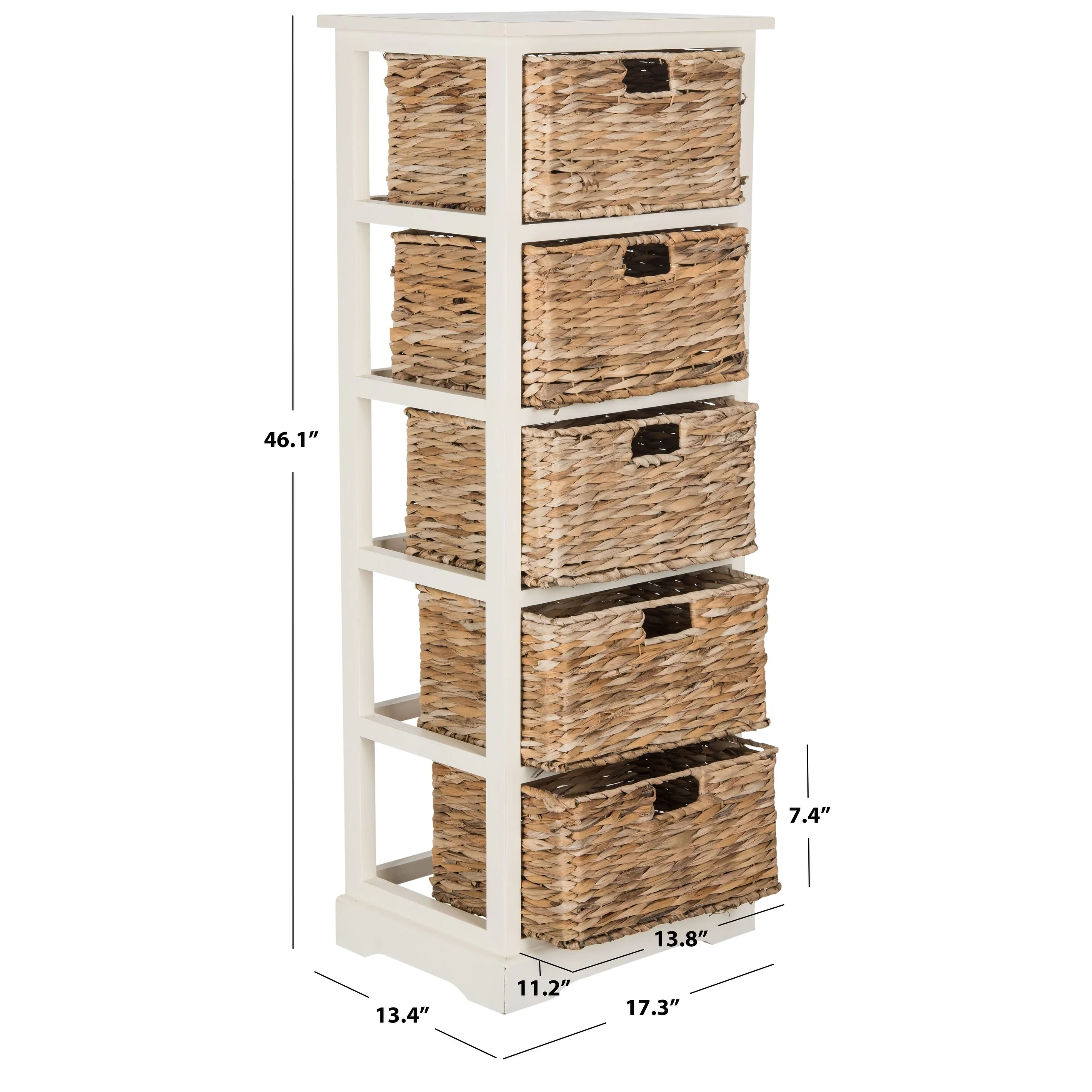 SAFAVIEH Faith Distressed Black 5-Drawer Wicker Basket Storage Tower - 17.3