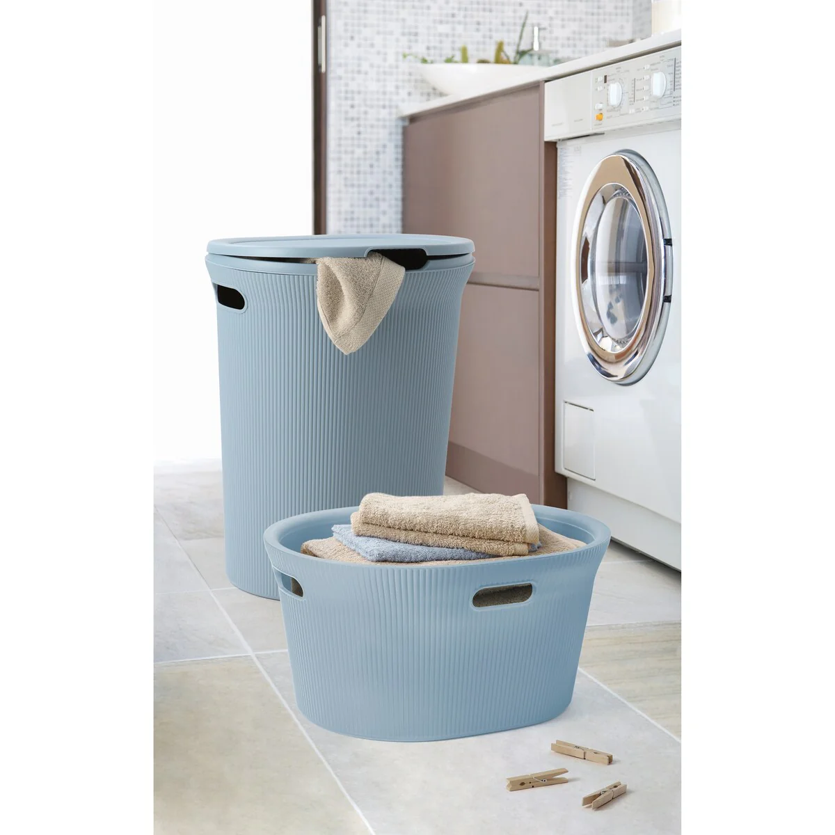 Ribbed Laundry Basket 35 Liter Lilac - 40 Liter