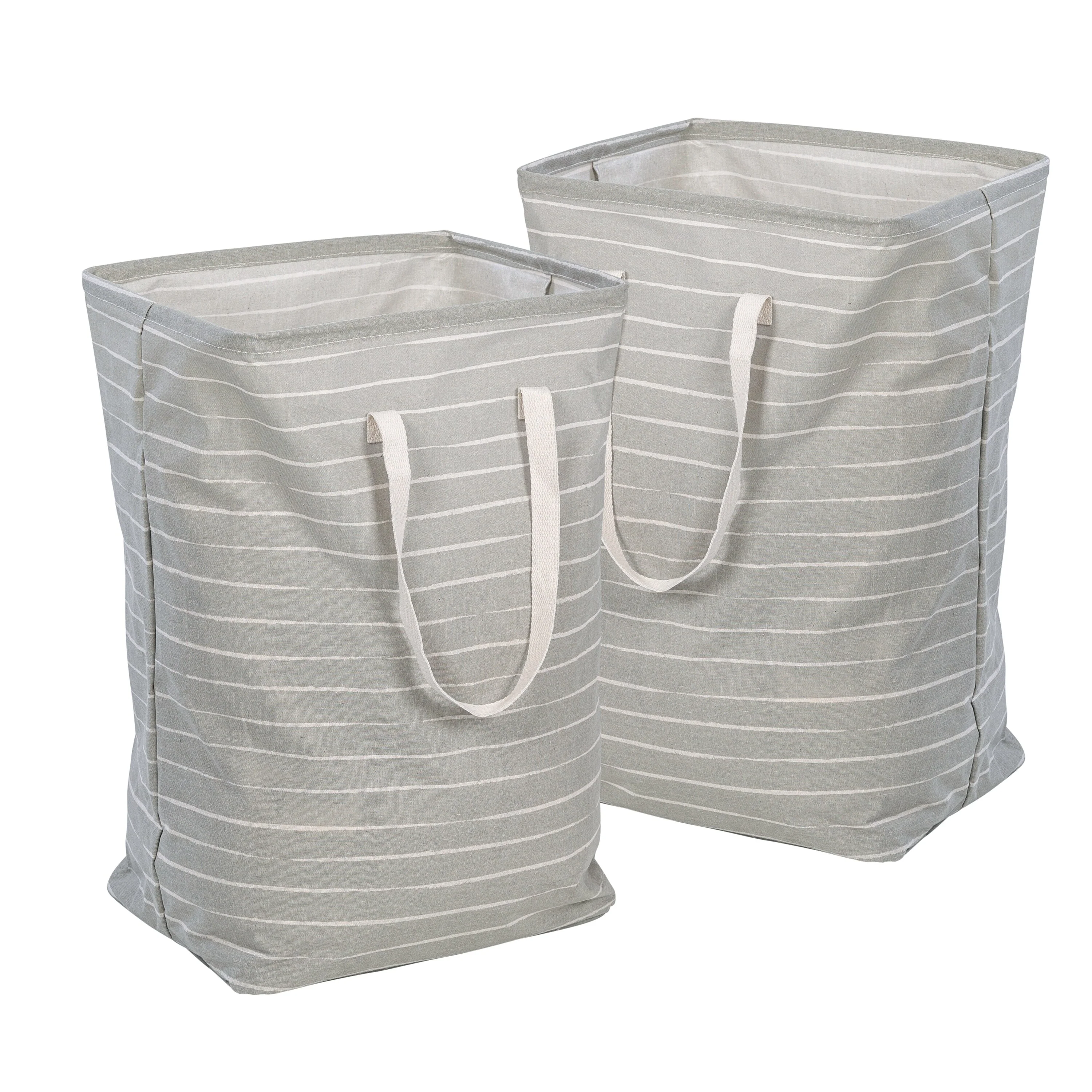 Honey-Can-Do Set of 2 Gray Folding Laundry Hampers with Handles